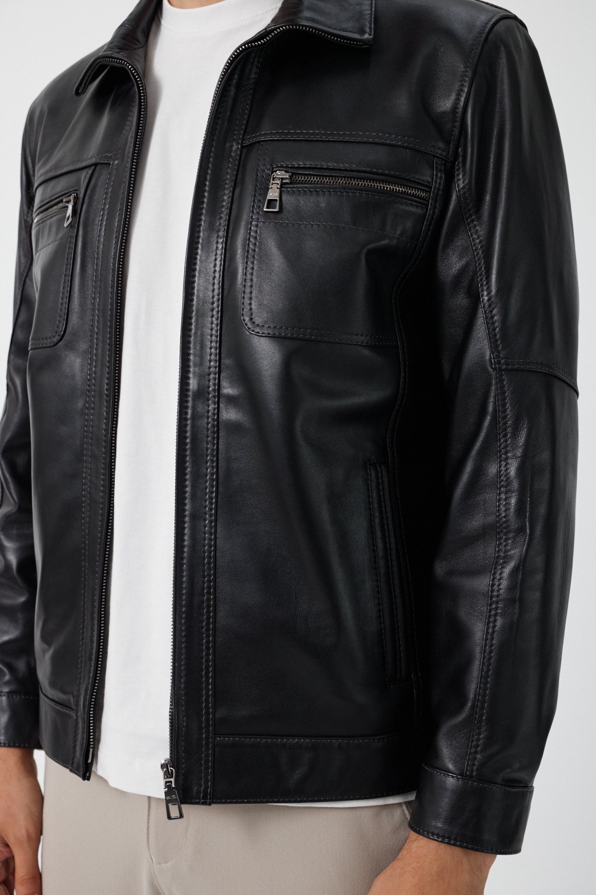 Adrian Men's Black Leather Coat