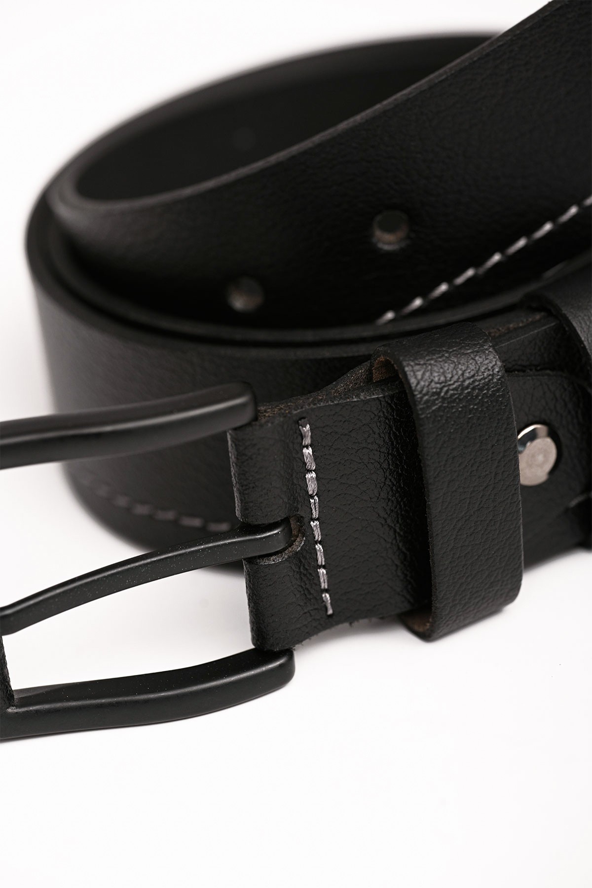 Men's Genuine Casual Leather Belt Black Grey