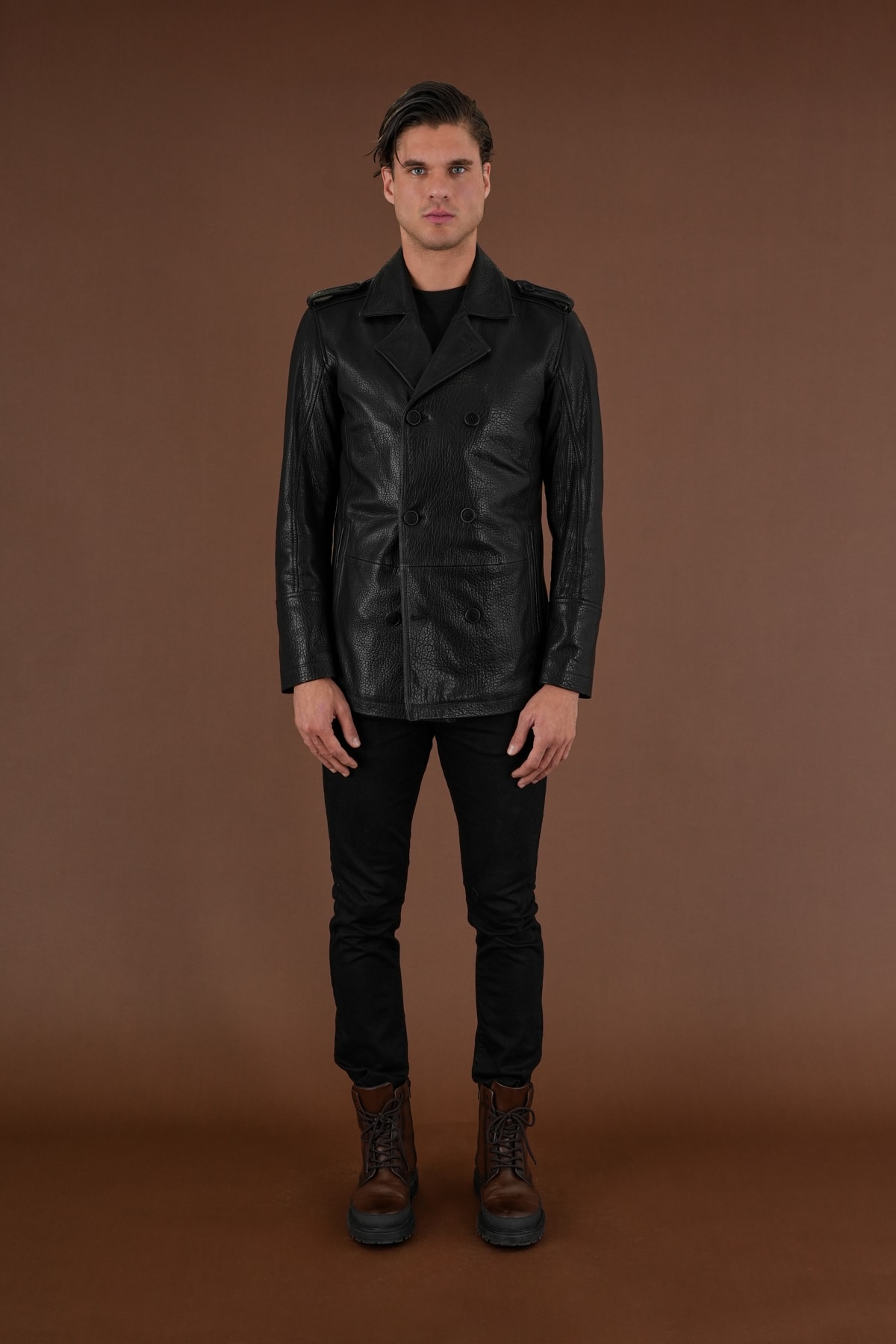 Freedy Siyah Erkek Deri Mont