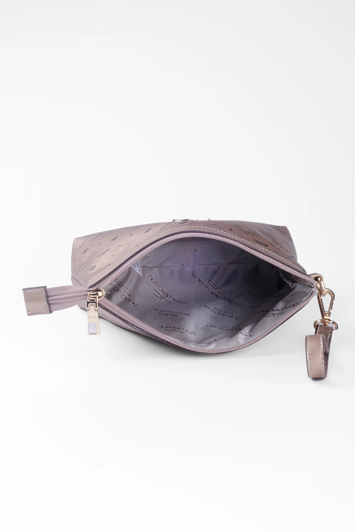 Women's Basic Clutch Bag Monogram Patterned Logo Gold Black