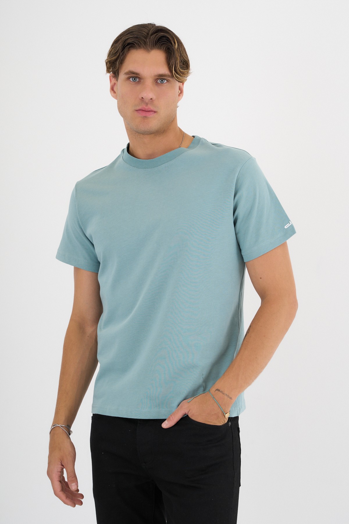 Erkek Yeşil %100 Pamuklu Standart Kalıp T-Shirt