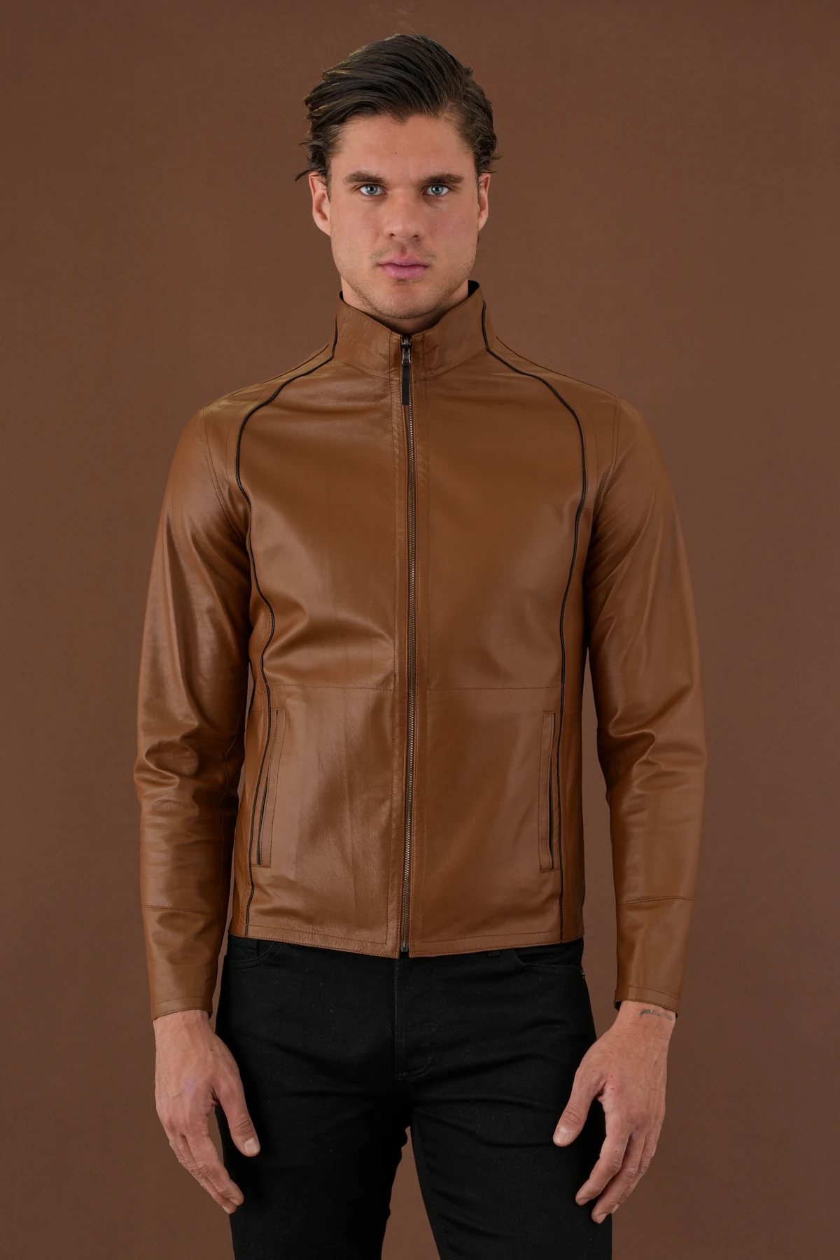 Denzel Kahverengi Erkek Deri Mont