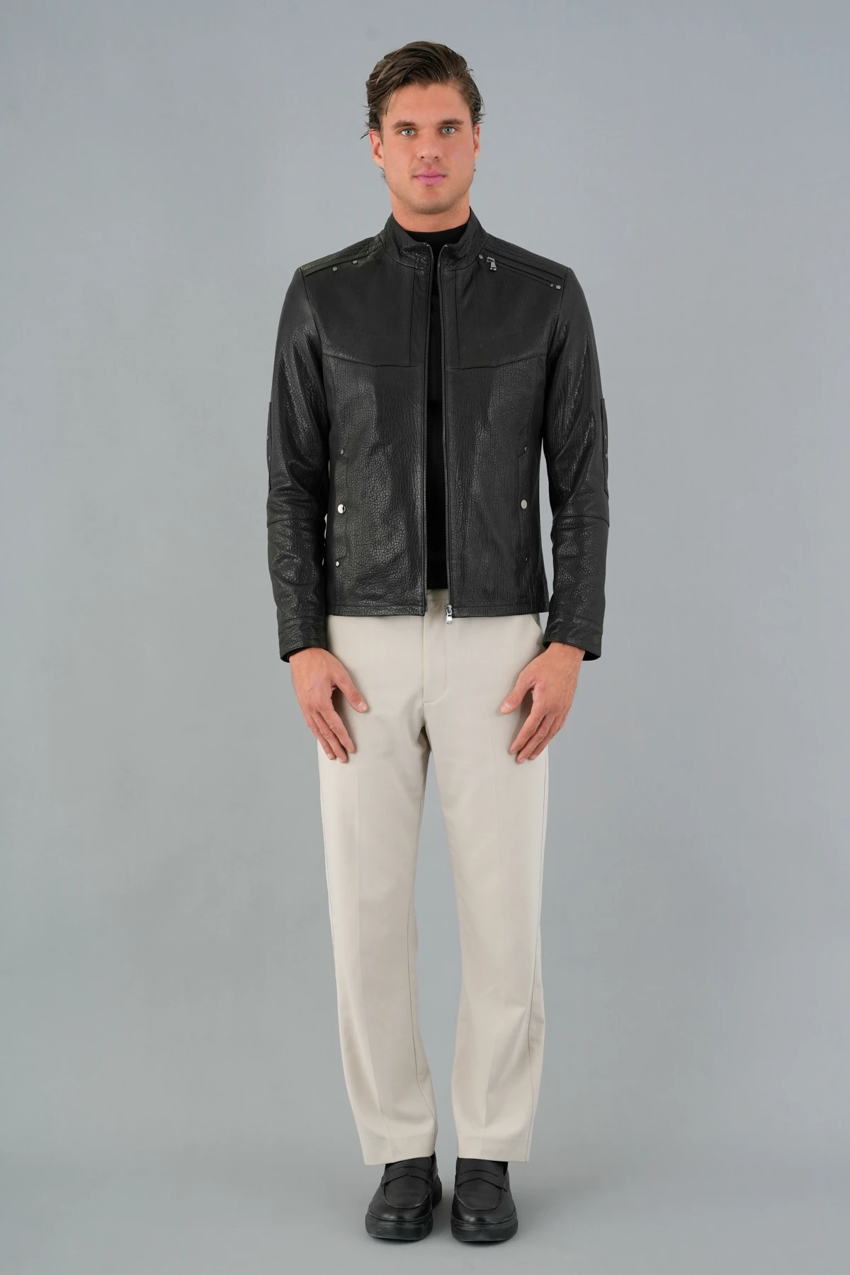 Vector Siyah Erkek Deri Mont