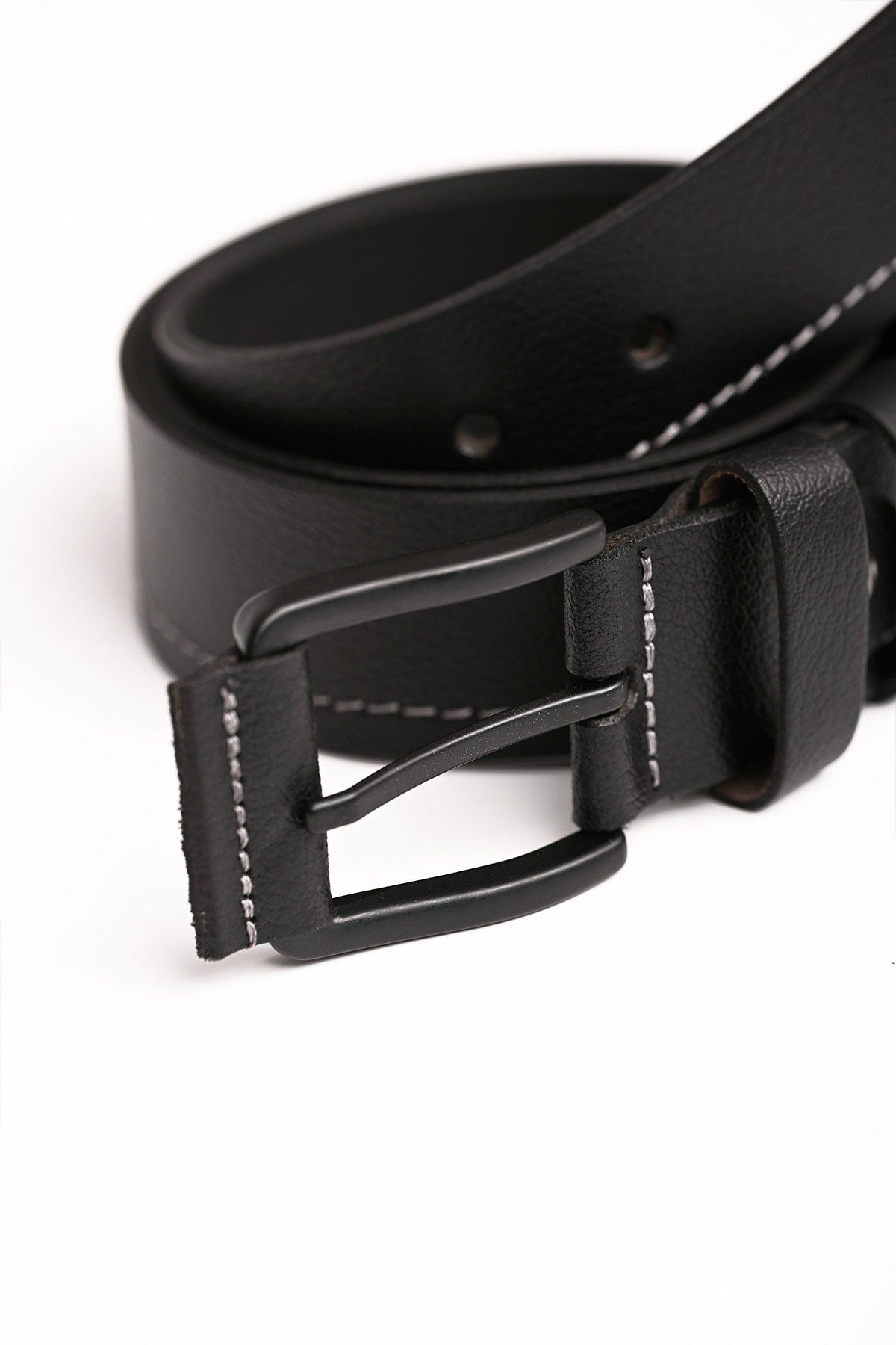 Men's Genuine Casual Leather Belt Black Grey