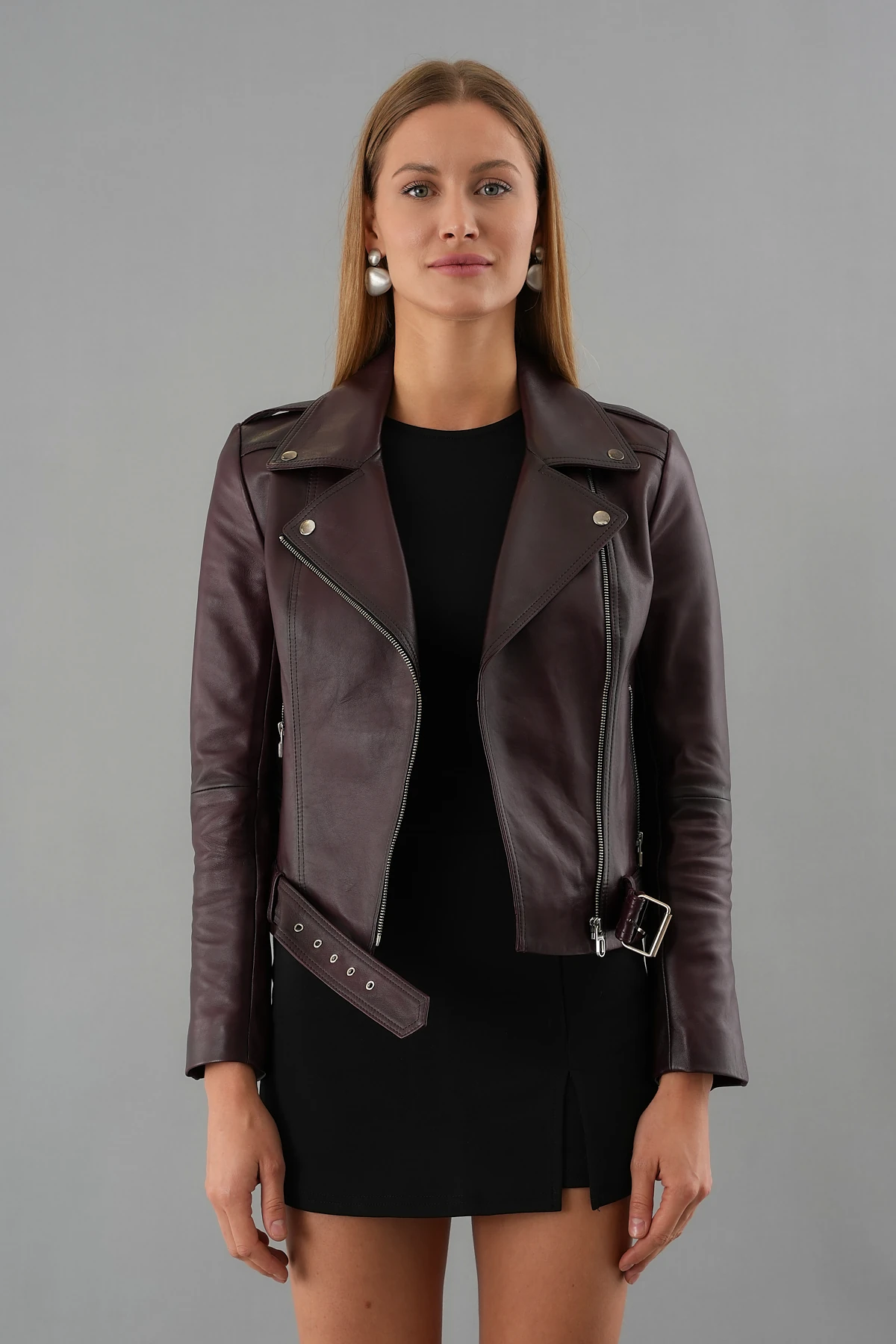 Afra Bordo Kadın Deri Ceket