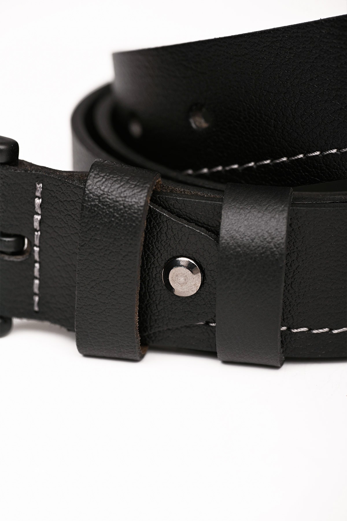 Men's Genuine Casual Leather Belt Black Grey