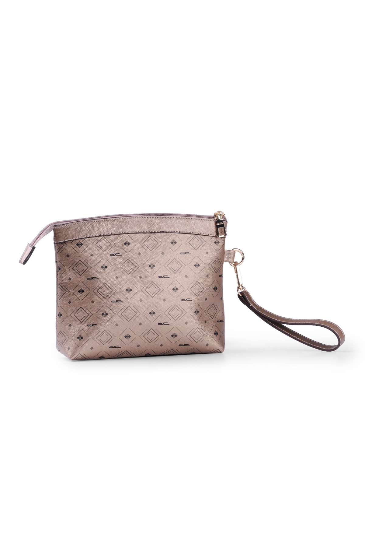 Women's Basic Clutch Bag Monogram Patterned Logo Gold Black
