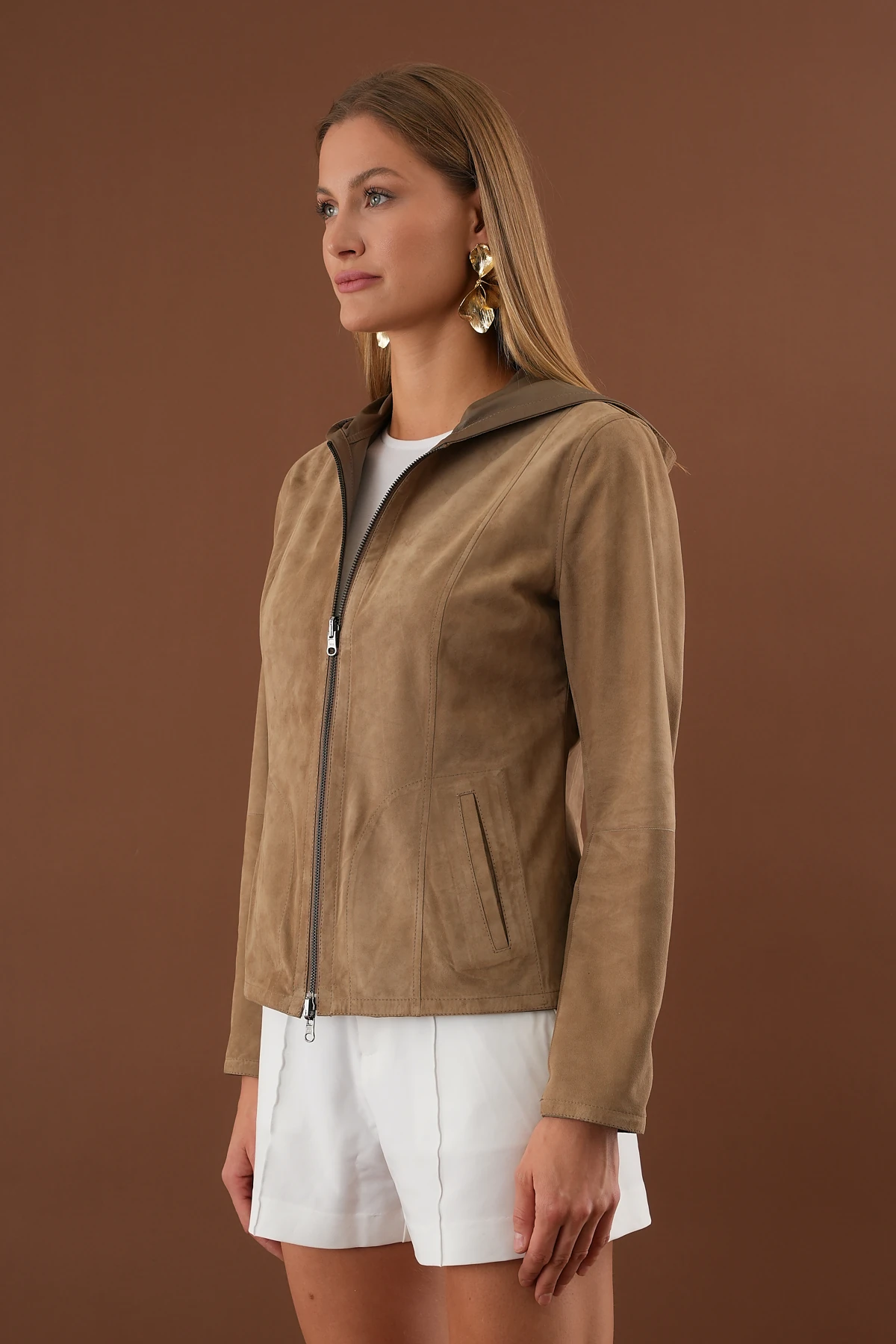 Sweet Sütlü Kahve Kadın Deri Ceket