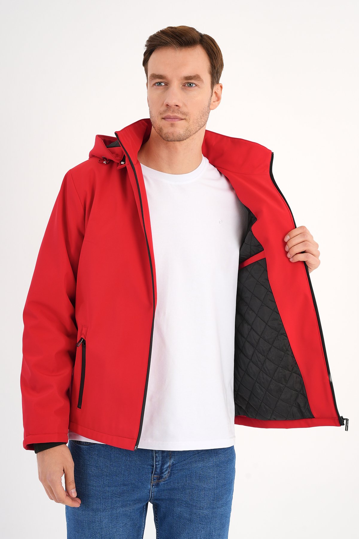 Shield Red Men's Hooded Softshell Coat