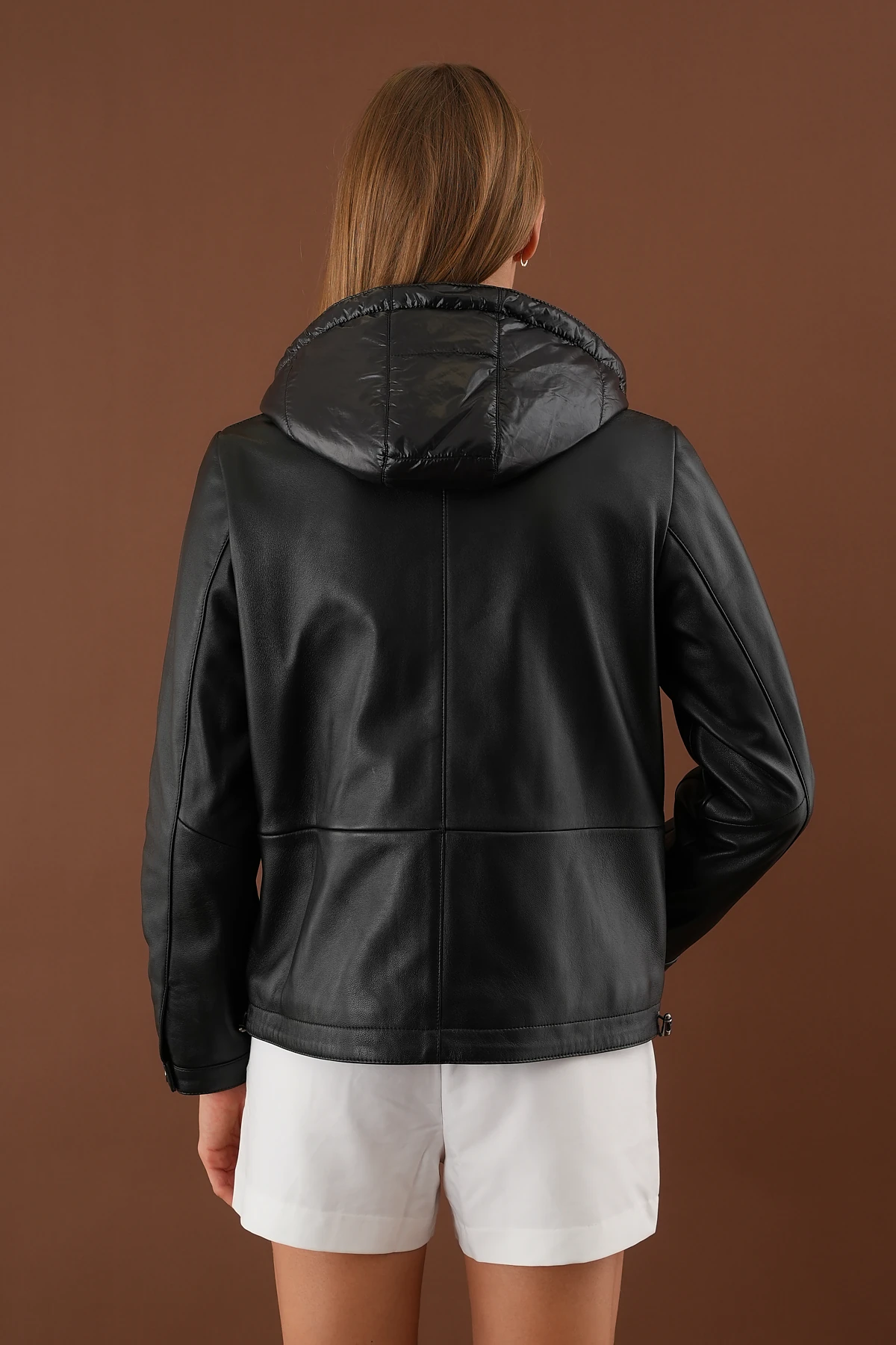 Holly Siyah Kadın Deri Mont