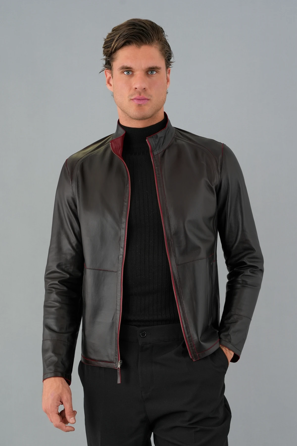 Denzel Erkek Kırmızı Deri Mont