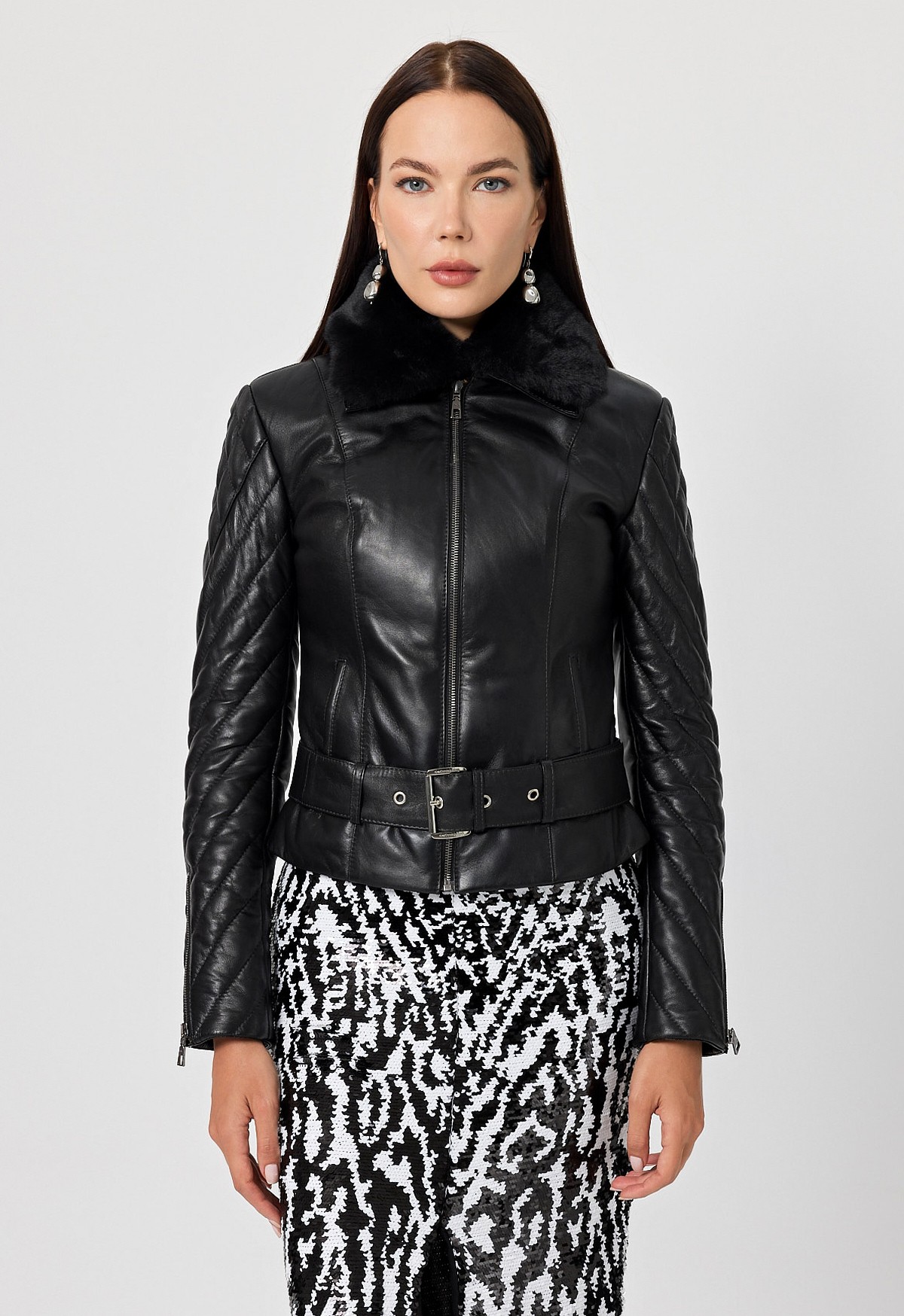 Belinda Women's Black Leather Coat