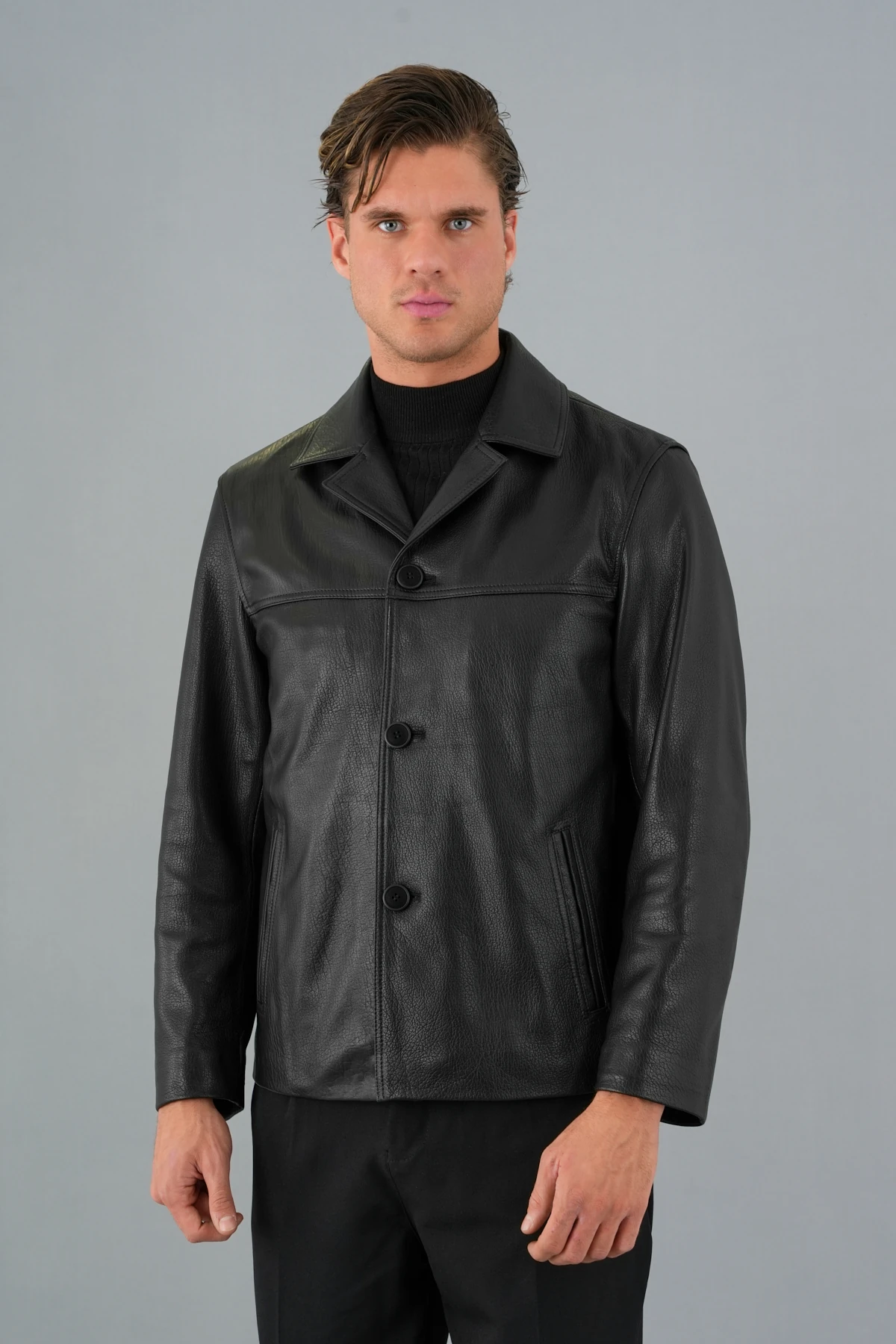 Duncan Siyah Erkek Deri Mont