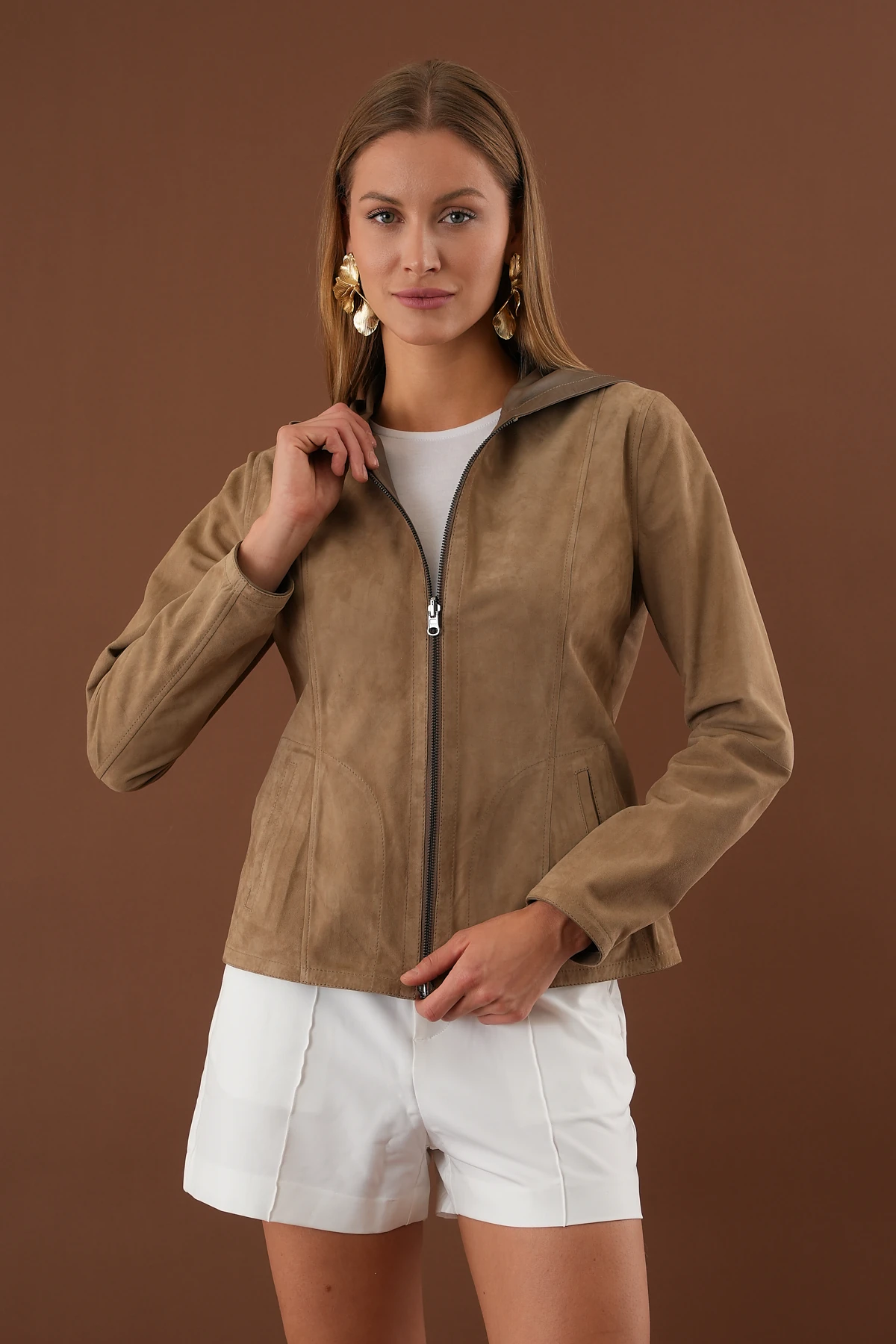 Sweet Sütlü Kahve Kadın Deri Ceket