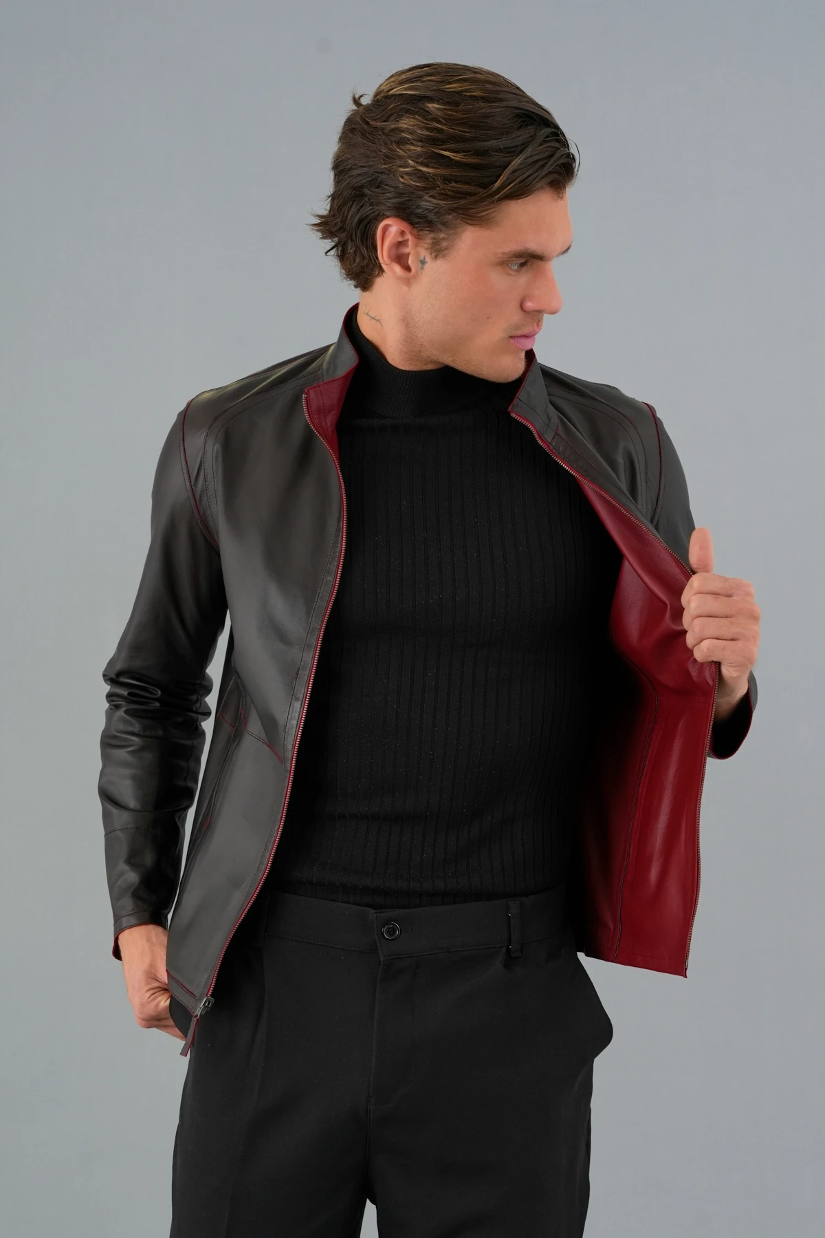 Denzel Erkek Kırmızı Deri Mont