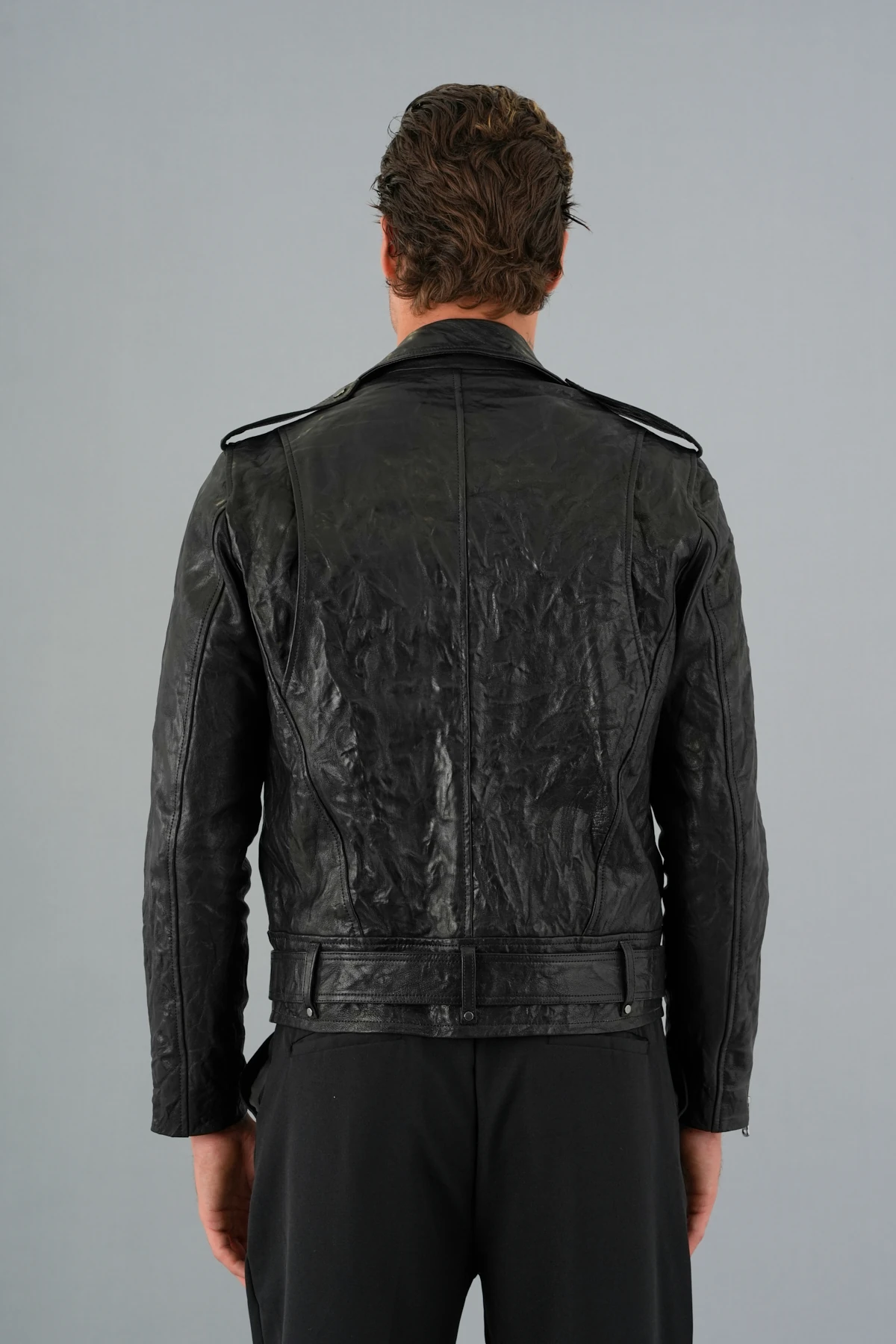 Adrien Siyah Erkek Deri Mont