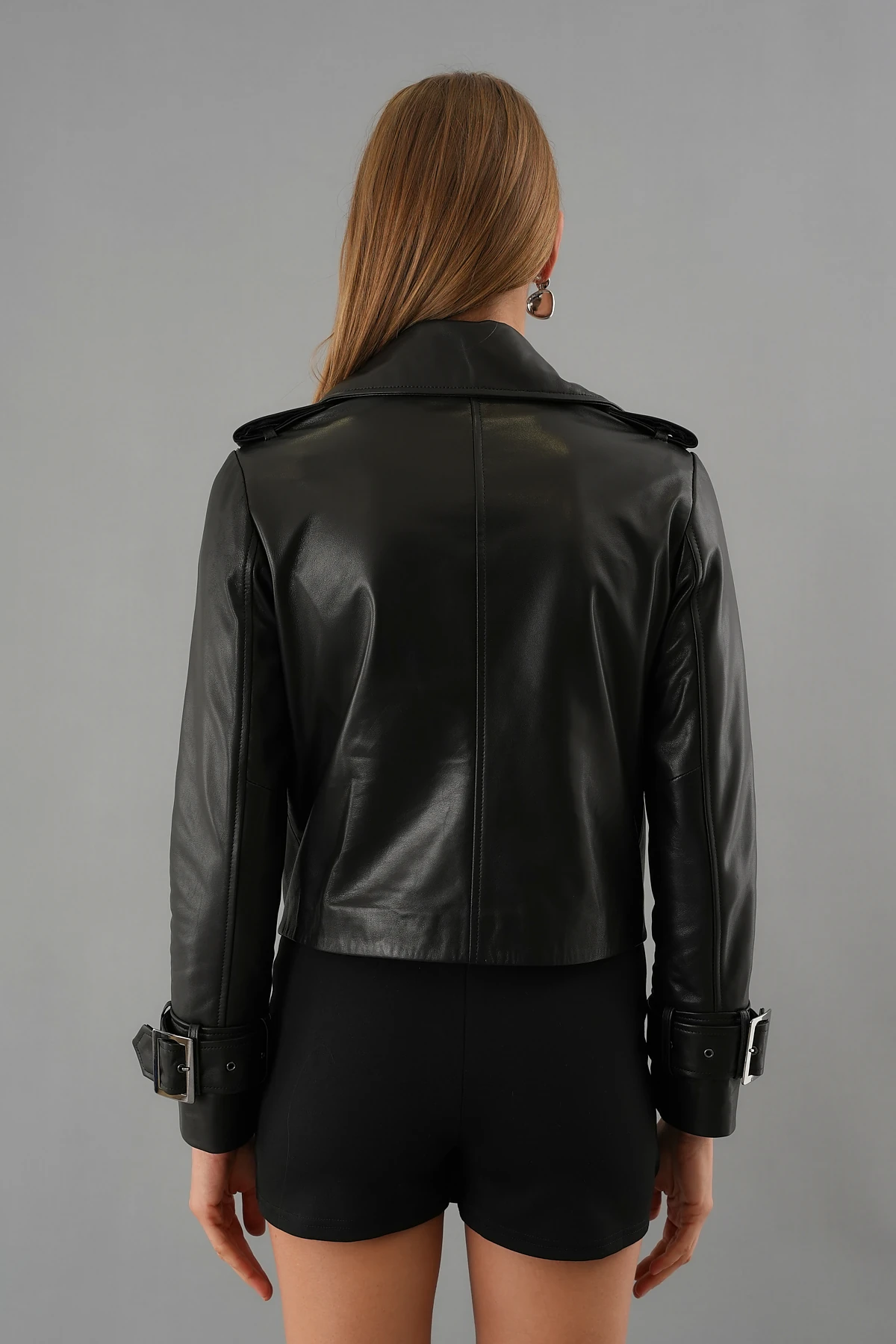 Shay Siyah Kadın Deri Ceket