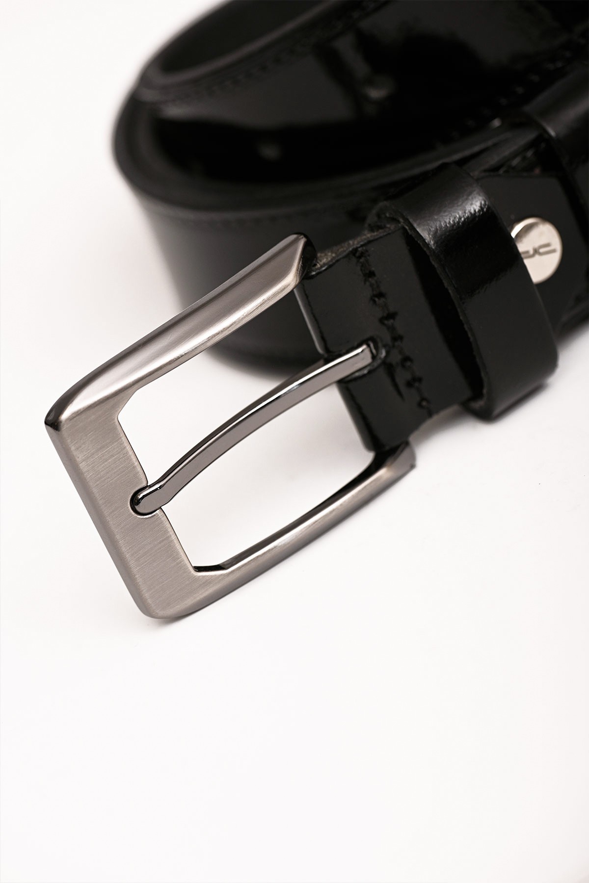 Men's Genuine Classic Leather Belt Patent Leather Black