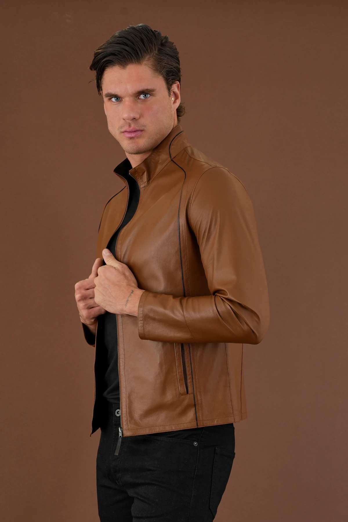 Denzel Kahverengi Erkek Deri Mont