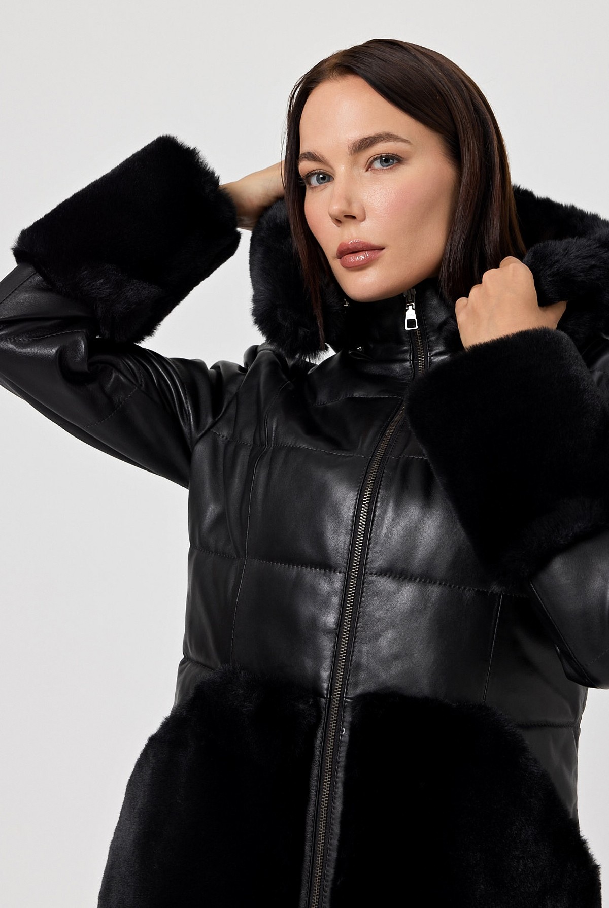 Veria Women's Black Leather Coat