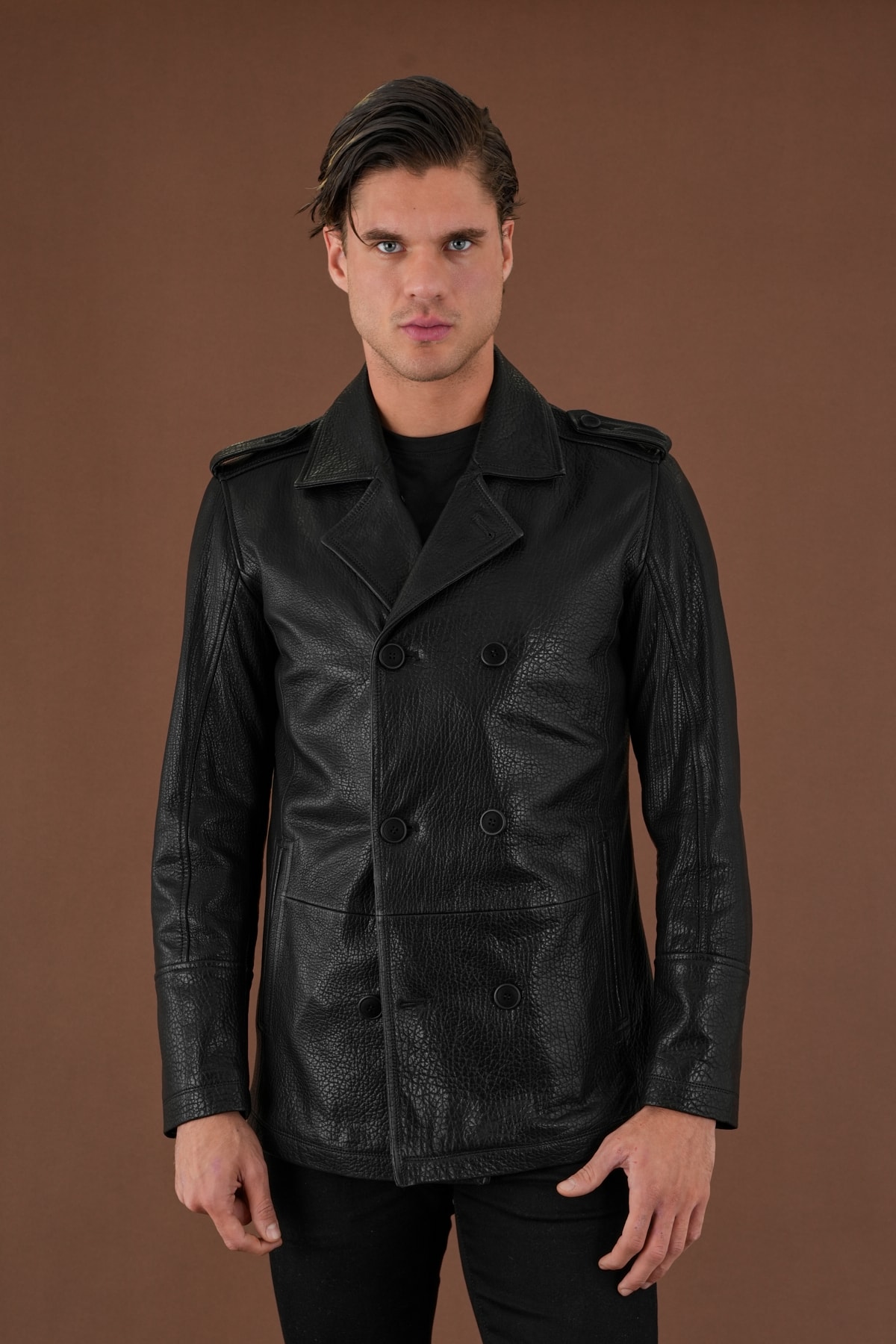 Freedy Siyah Erkek Deri Mont