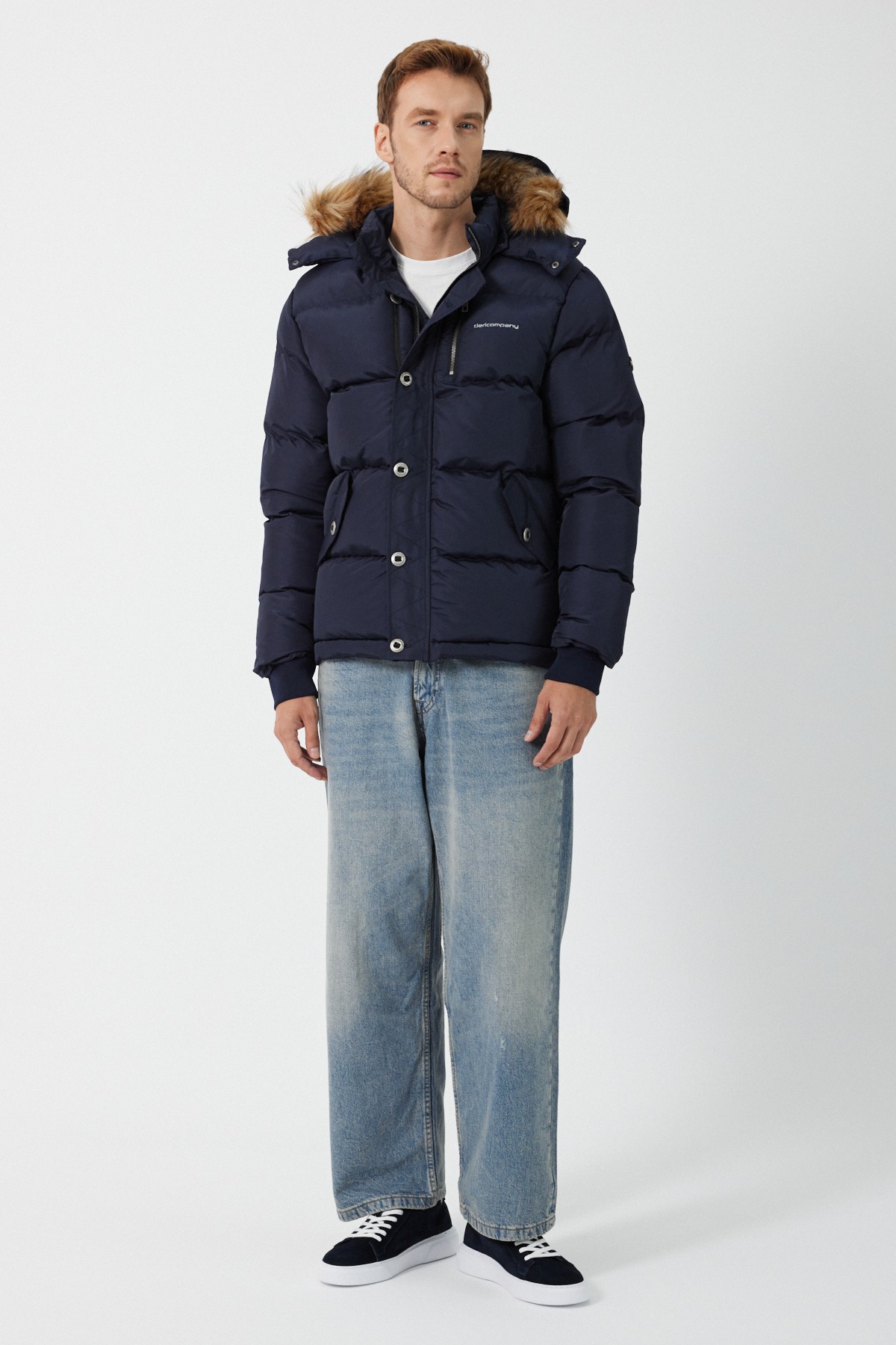 Thomas Hooded Inflatable Coat Navy Blue