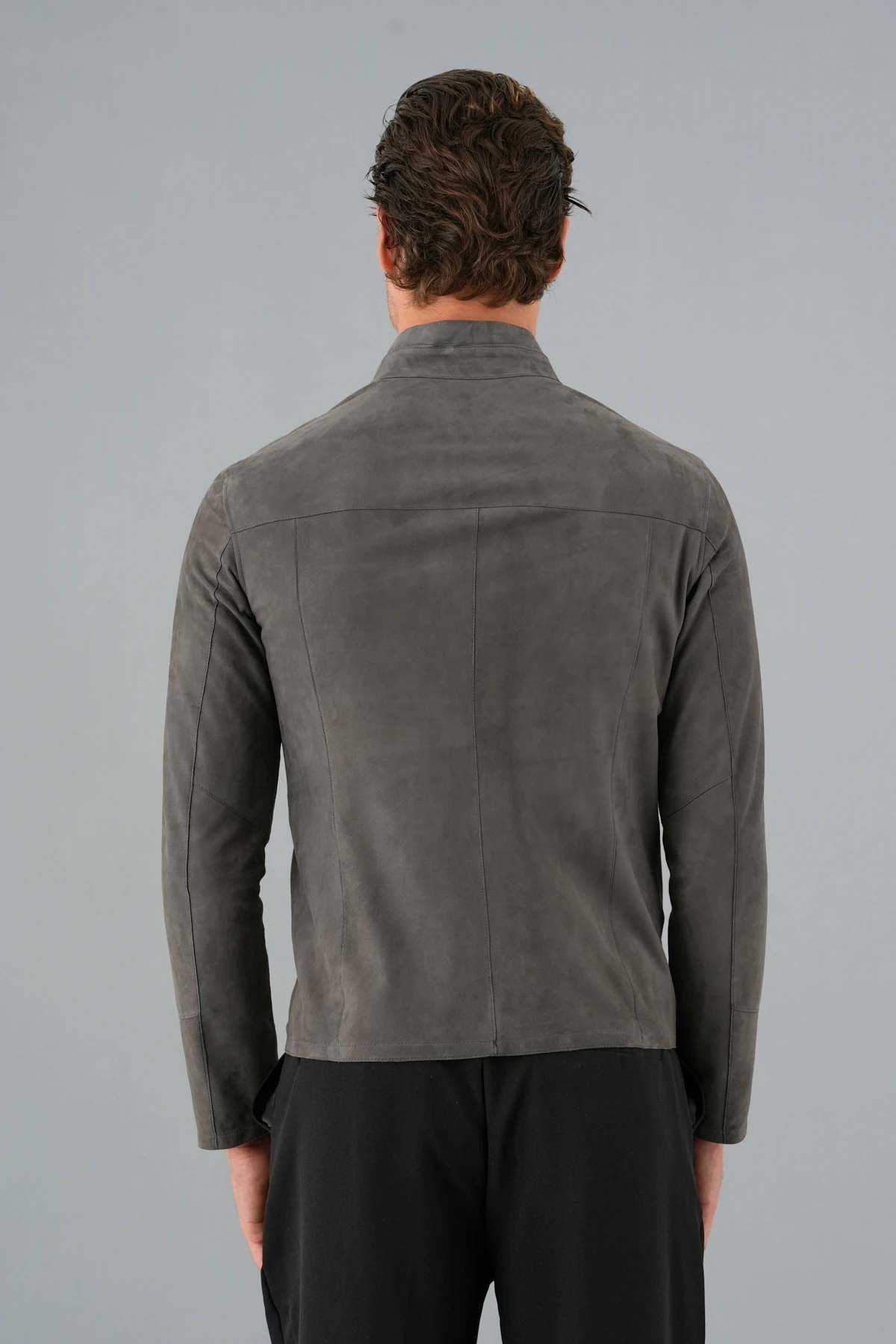 Denzel Gri Erkek Deri Mont