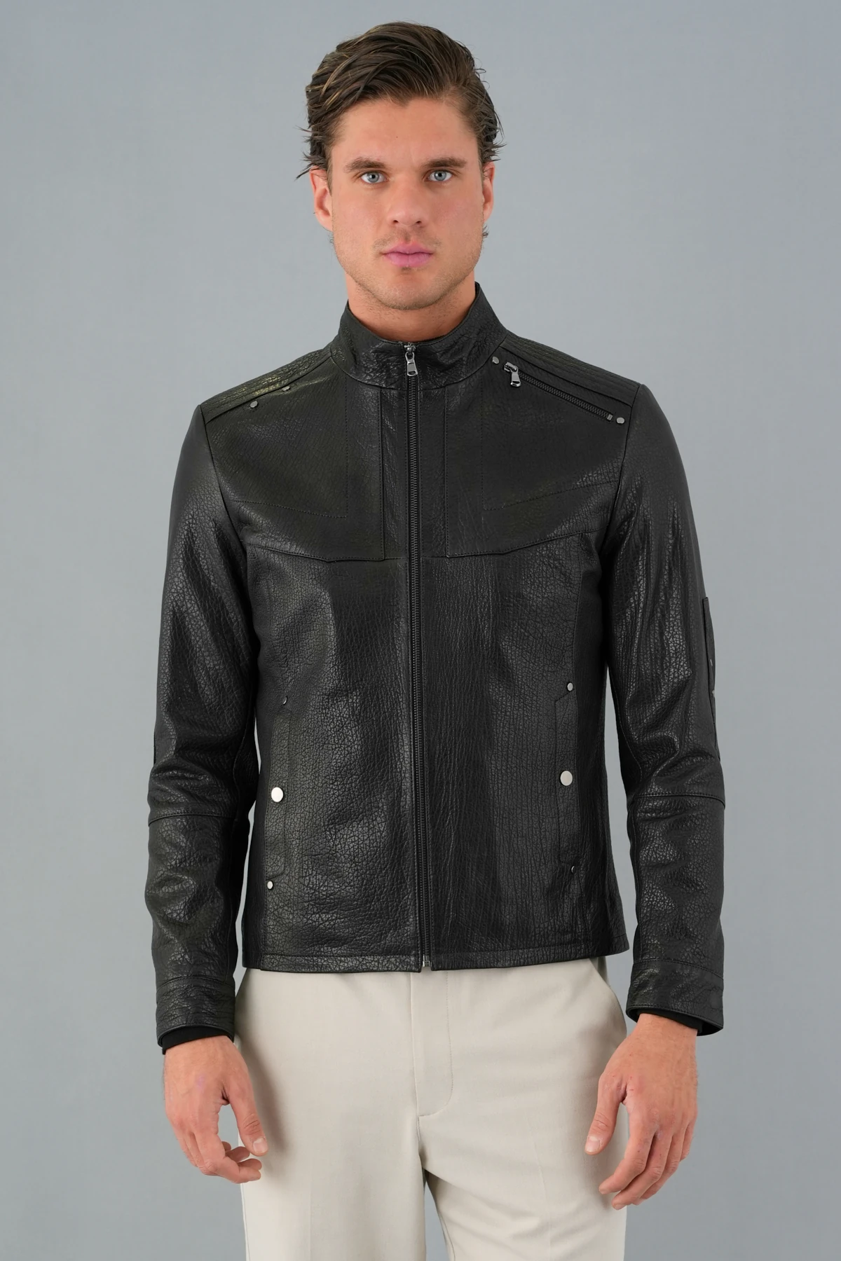 Vector Siyah Erkek Deri Mont