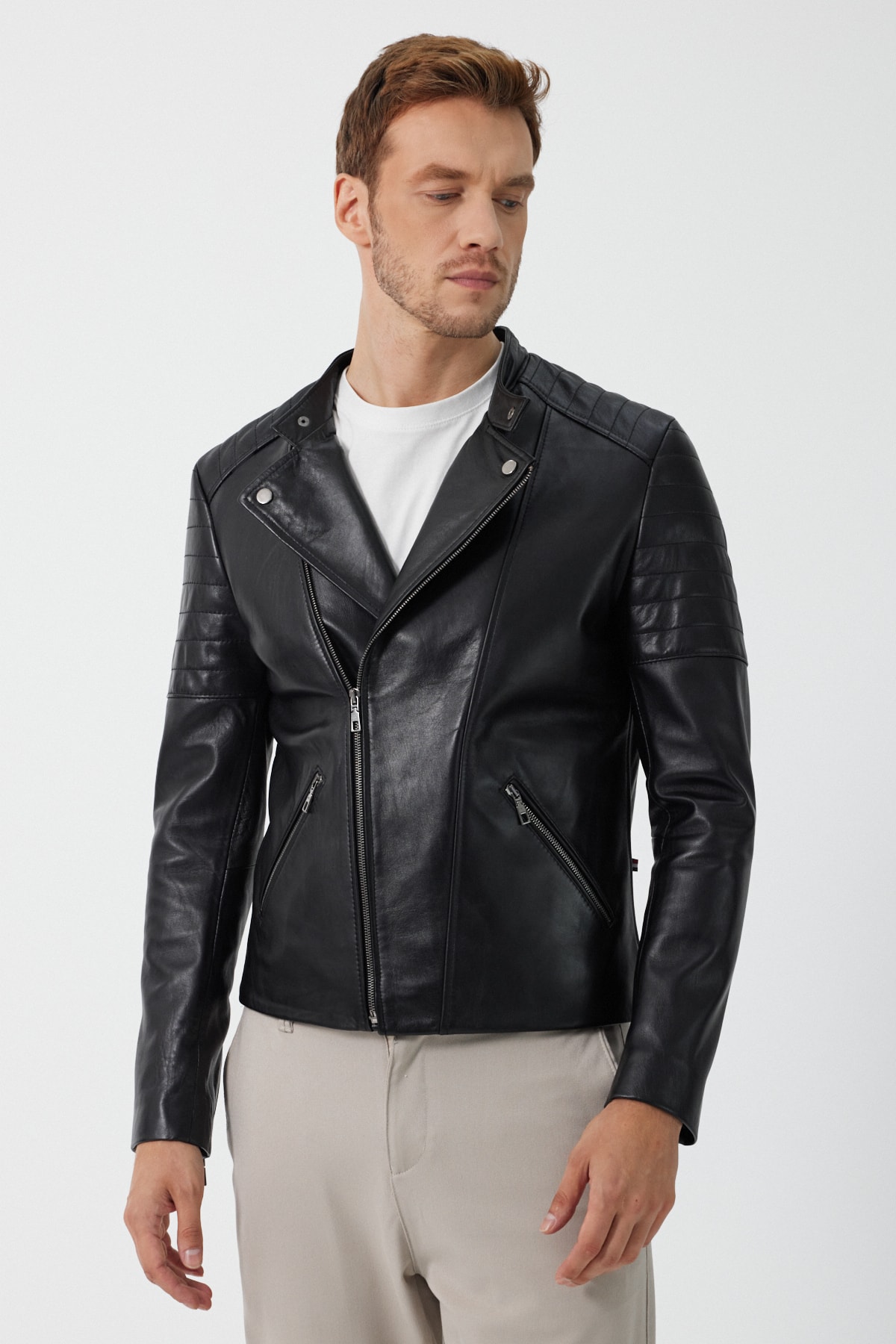 Paolo Erkek Siyah Deri Mont