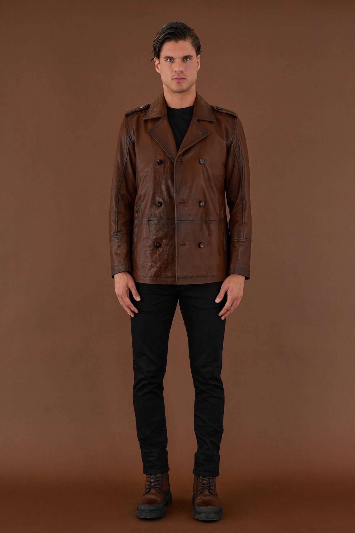 Freedy Kahverengi Erkek Deri Mont