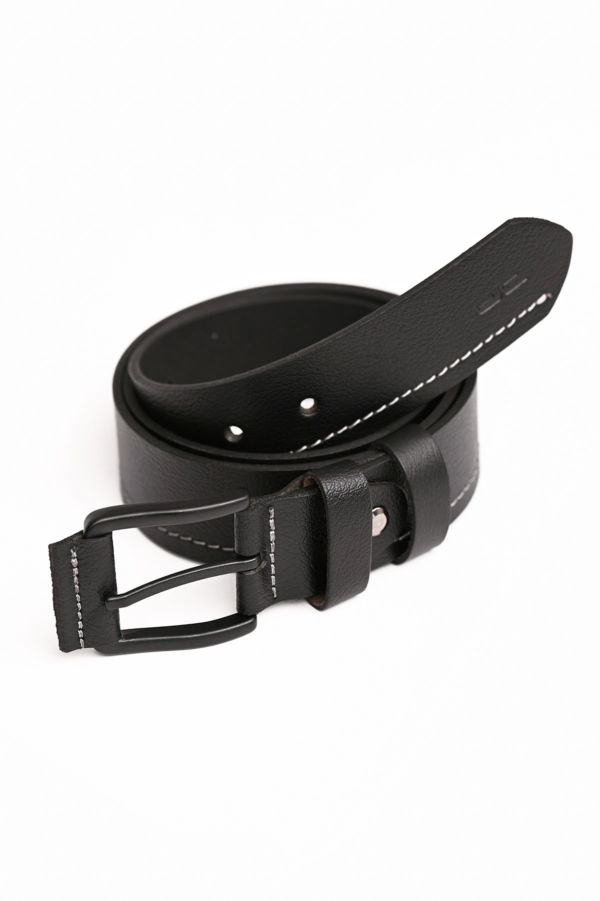 Men's Genuine Casual Leather Belt Black Grey