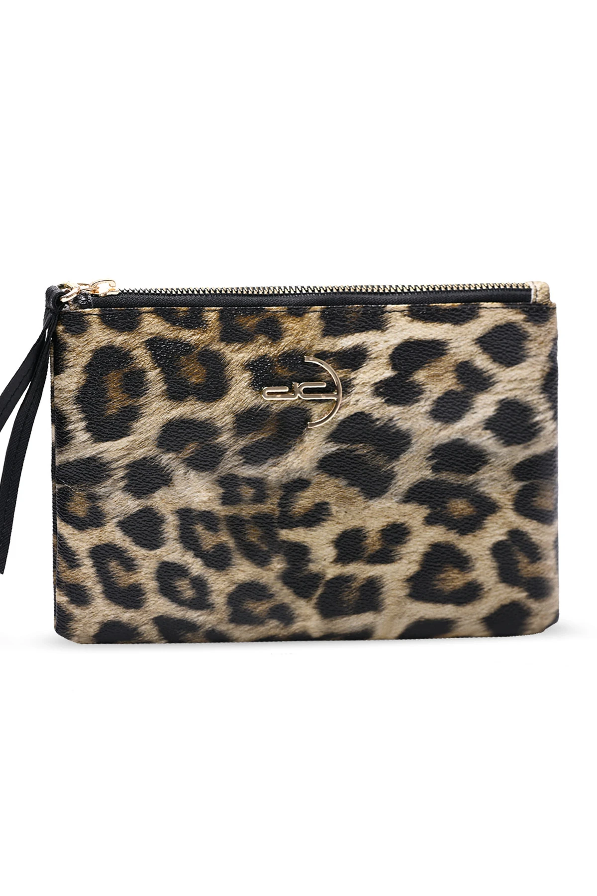 Kadın Basic Clutch Çanta Leopar Desen Taba Siyah