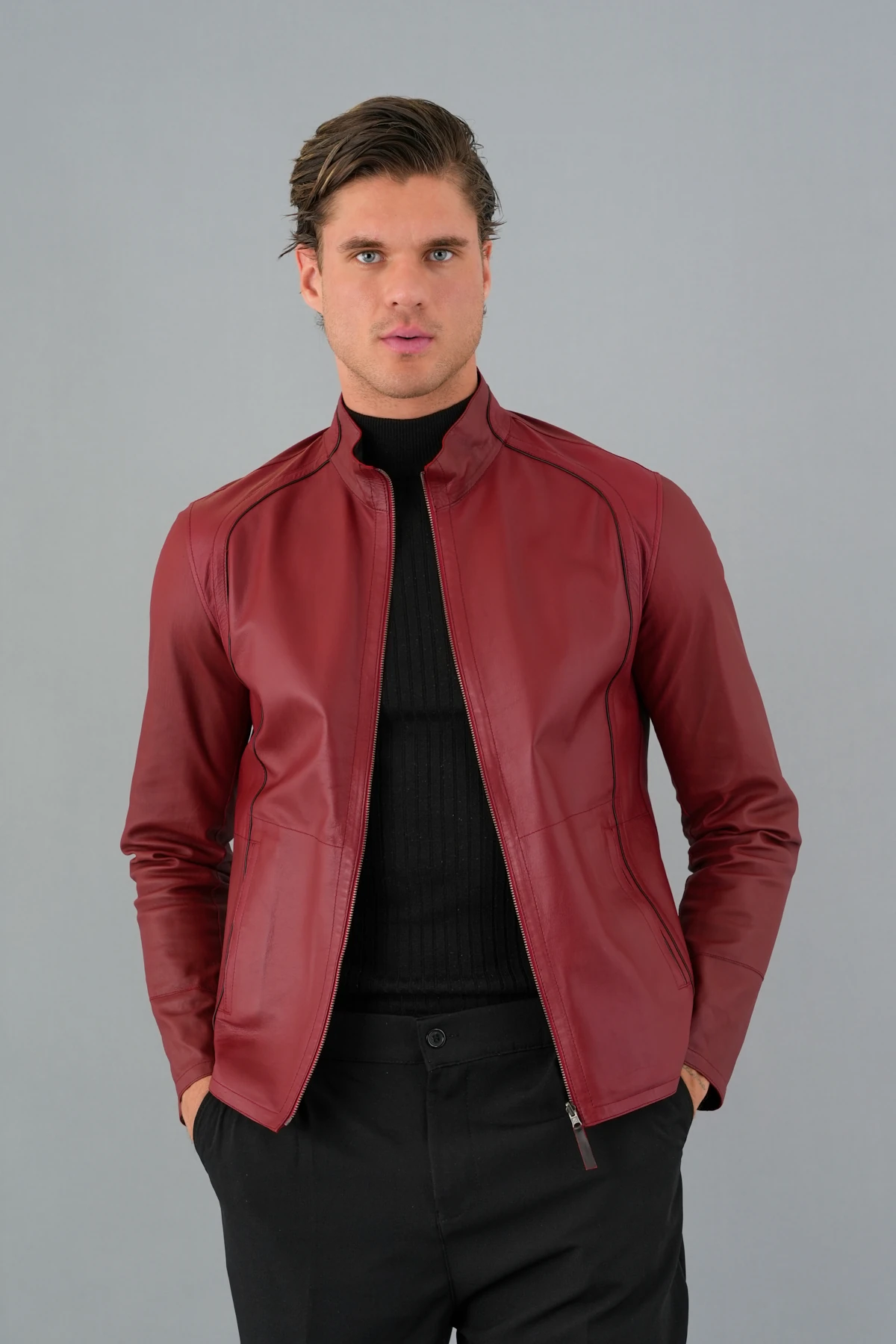 Denzel Erkek Kırmızı Deri Mont