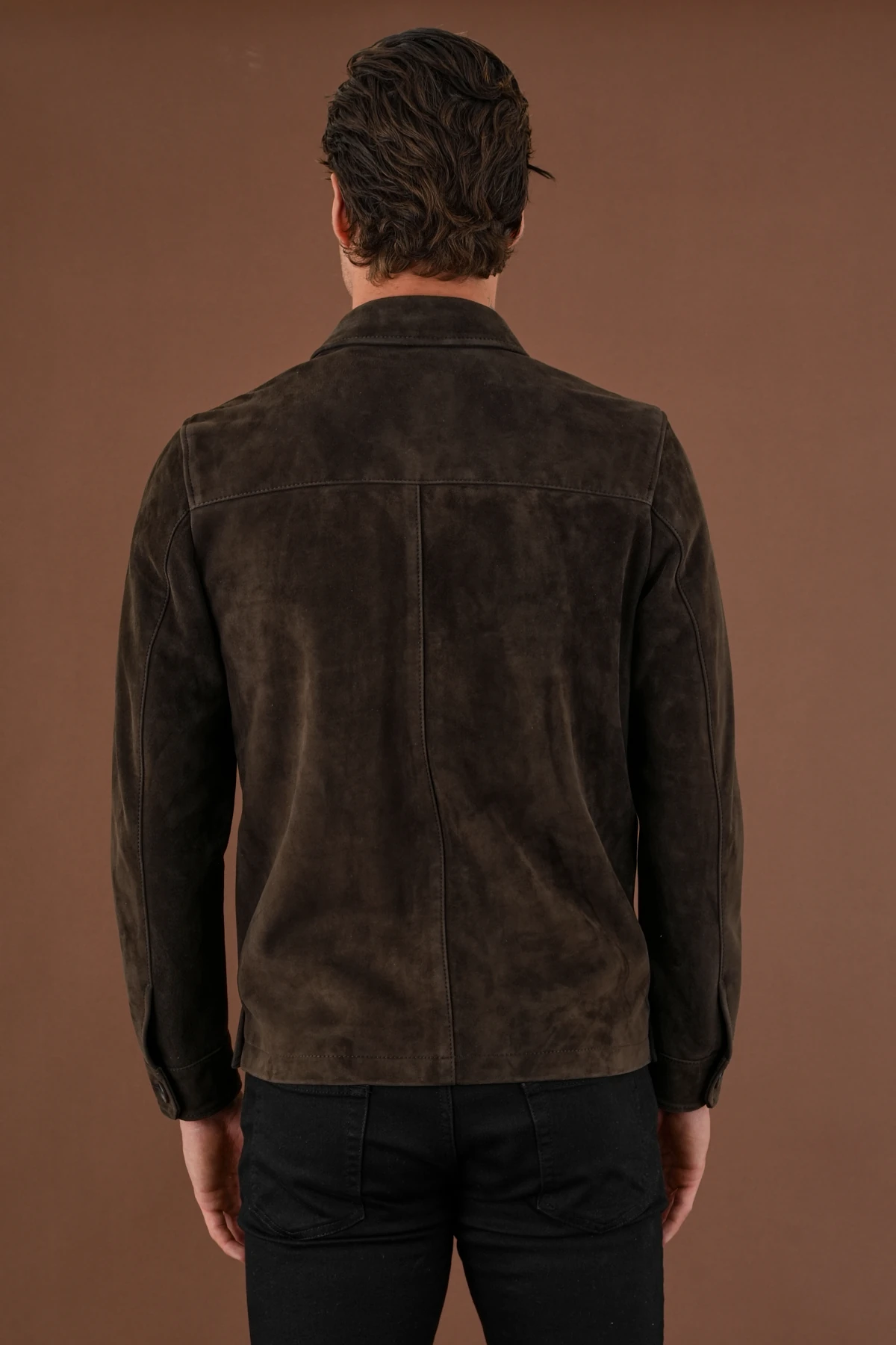 Carlos Kahverengi Erkek Süet Deri Gömlek