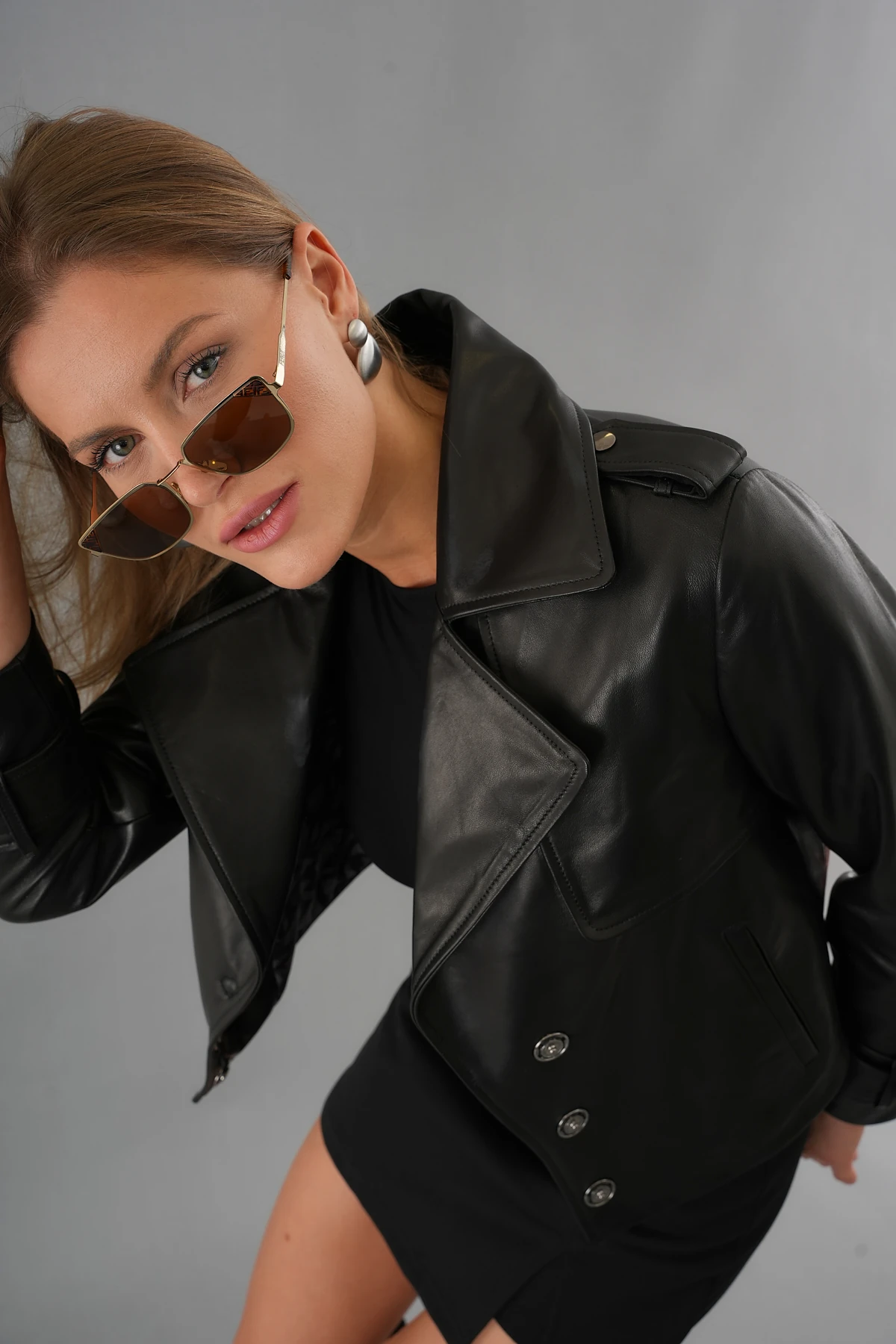 Shay Siyah Kadın Deri Ceket