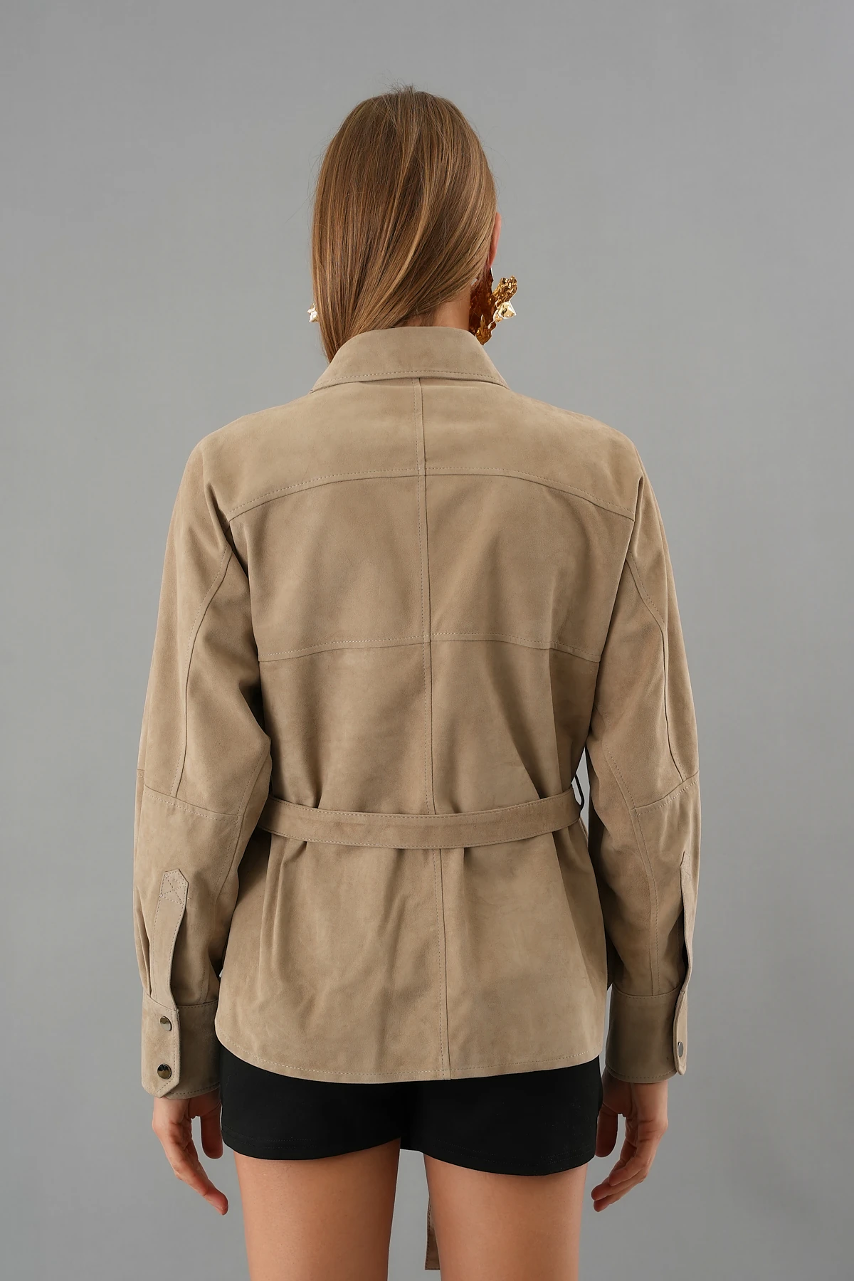 Bloom Bej Kadın Süet Deri Gömlek