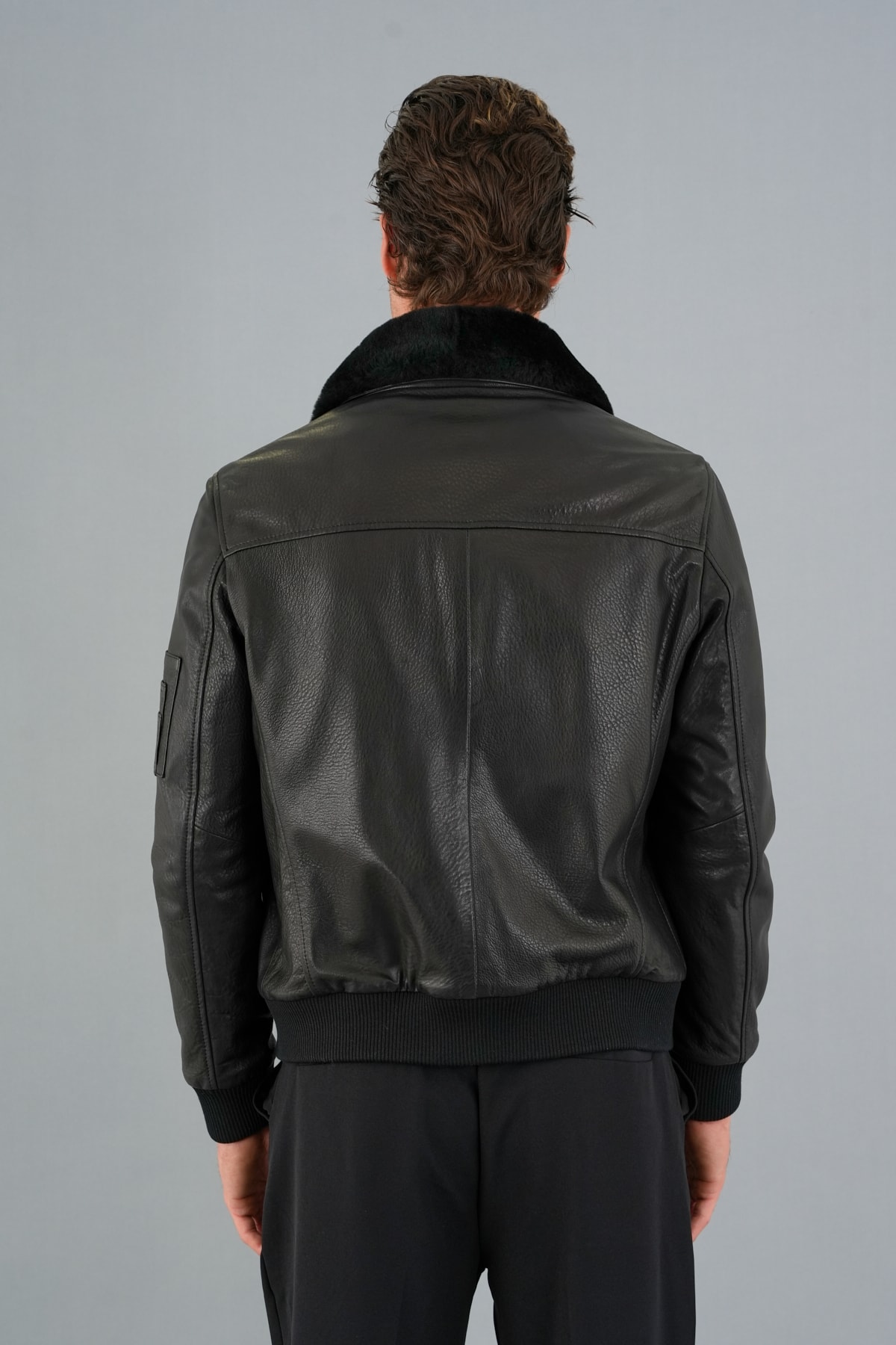 Albert Siyah Erkek Deri Mont