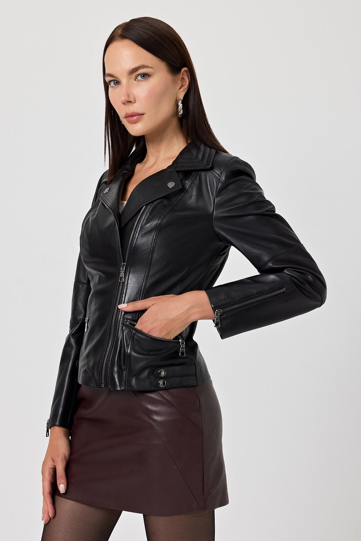 Concetta Women's Black Leather Coat