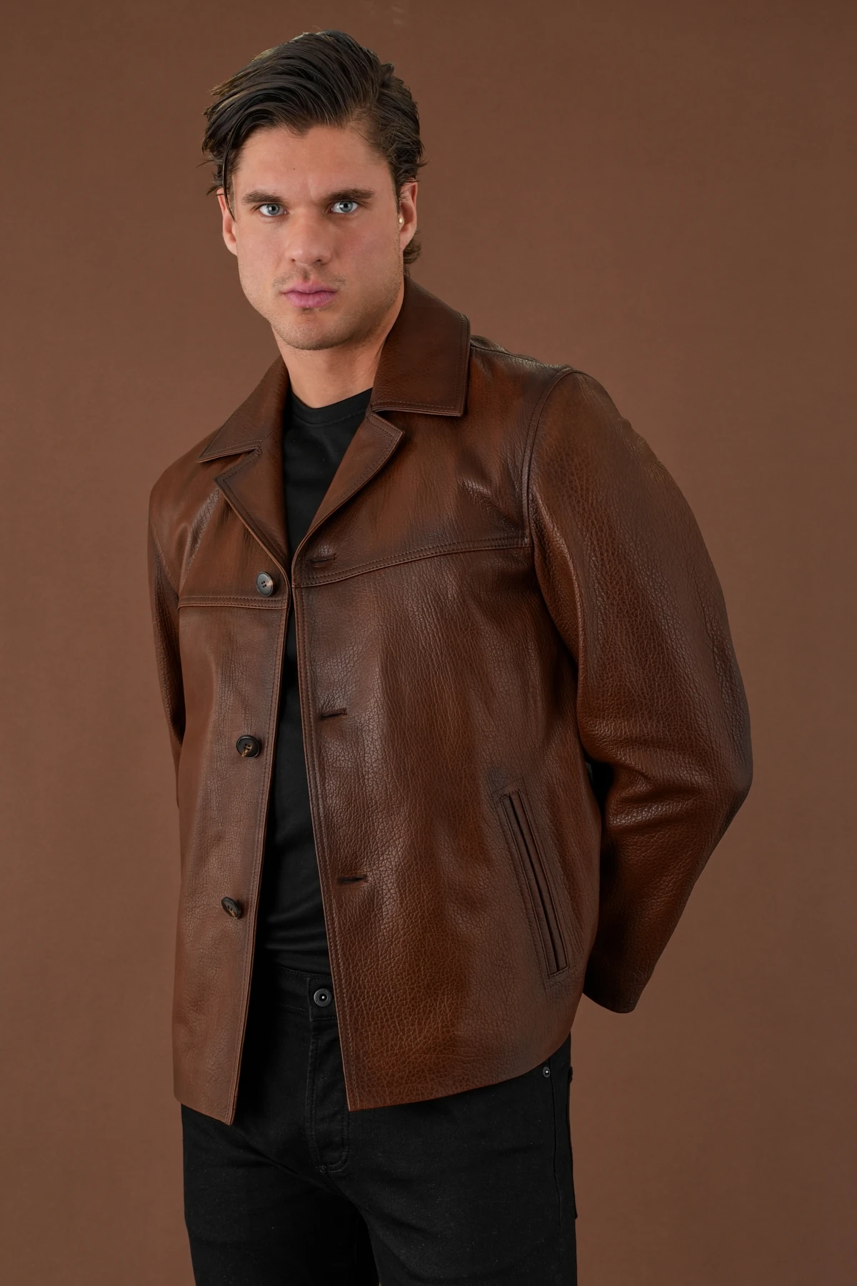 Duncan Kahverengi Erkek Deri Mont