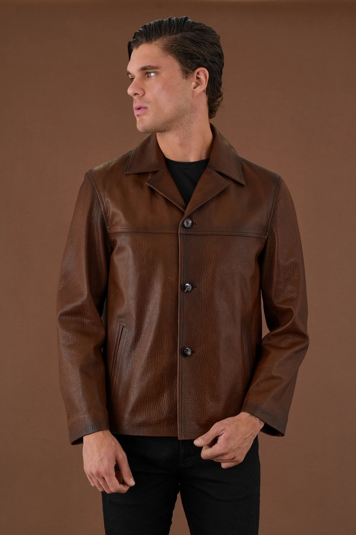 Duncan Kahverengi Erkek Deri Mont