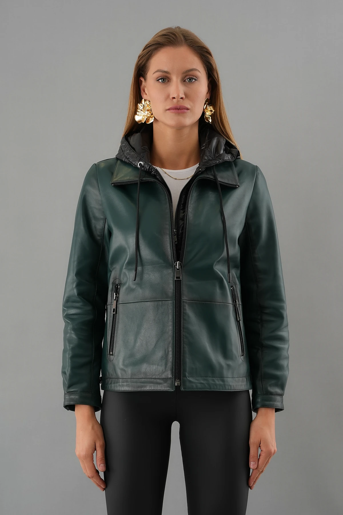 Holly Yeşil Kadın Deri Mont