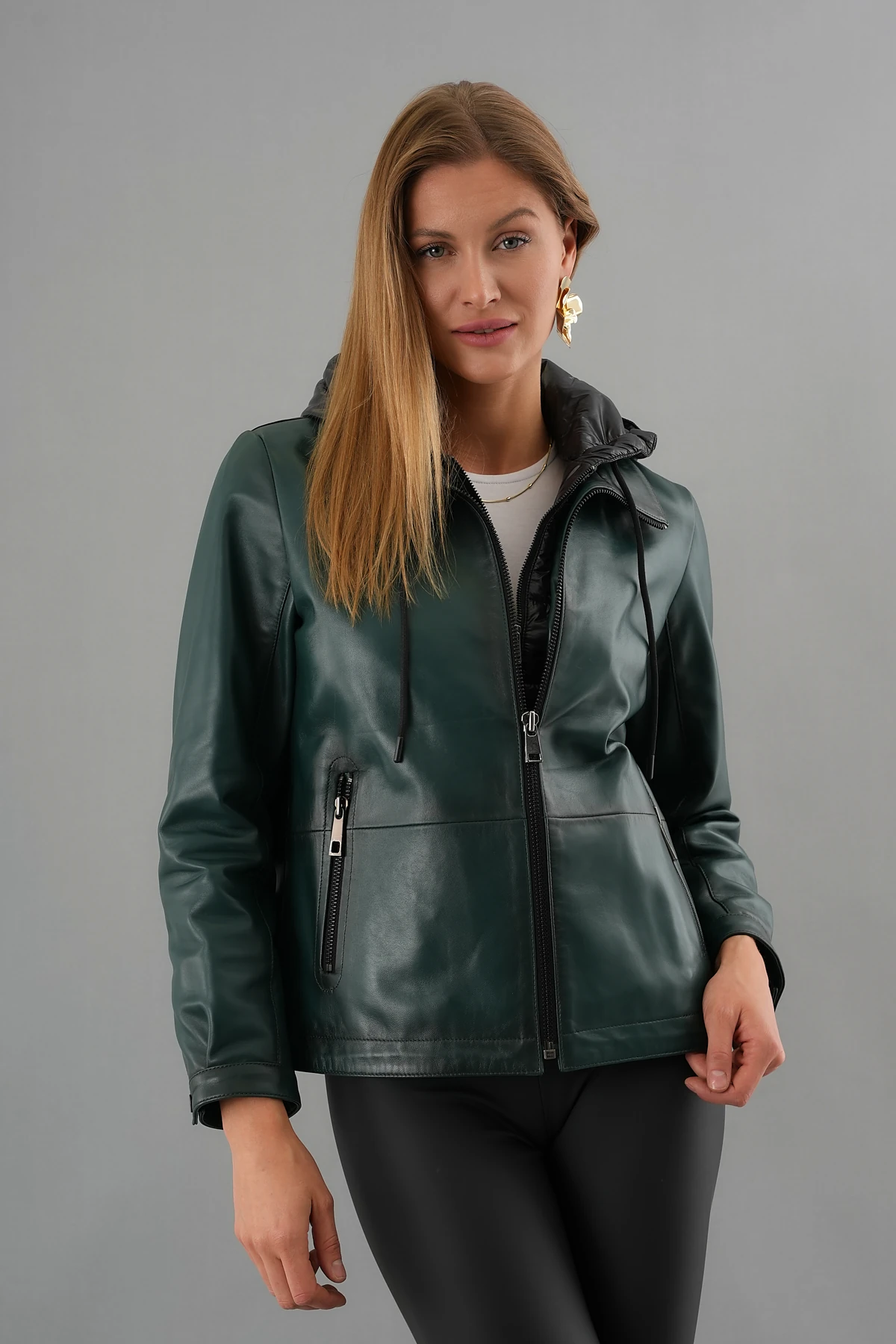 Holly Yeşil Kadın Deri Mont