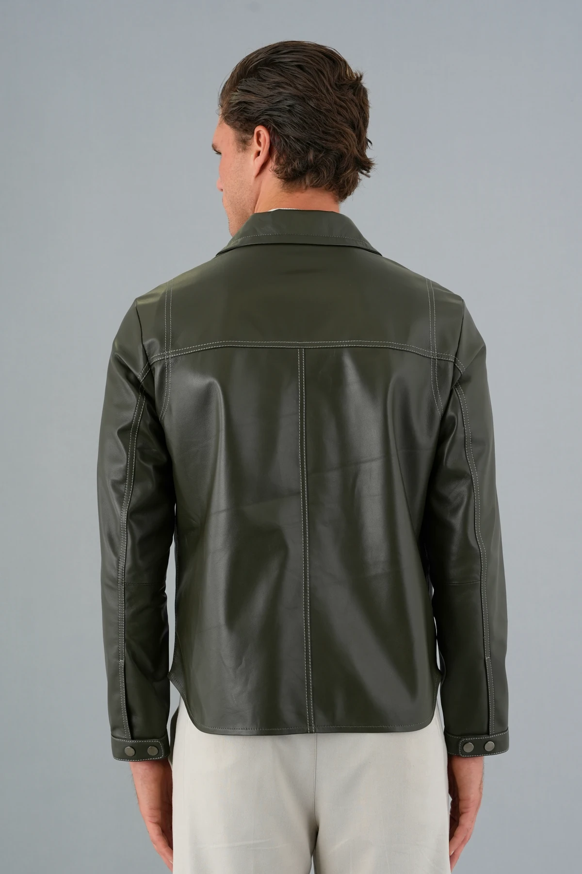 Mauro Haki Yeşil Deri Mont