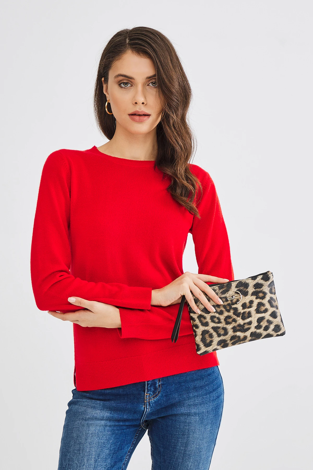 Kadın Basic Clutch Çanta Leopar Desen Taba Siyah