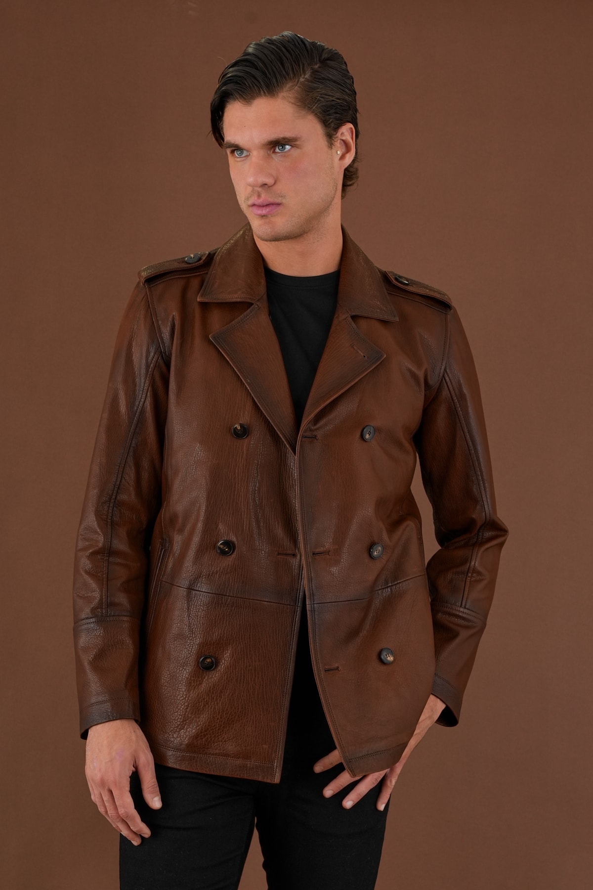 Freedy Kahverengi Erkek Deri Mont