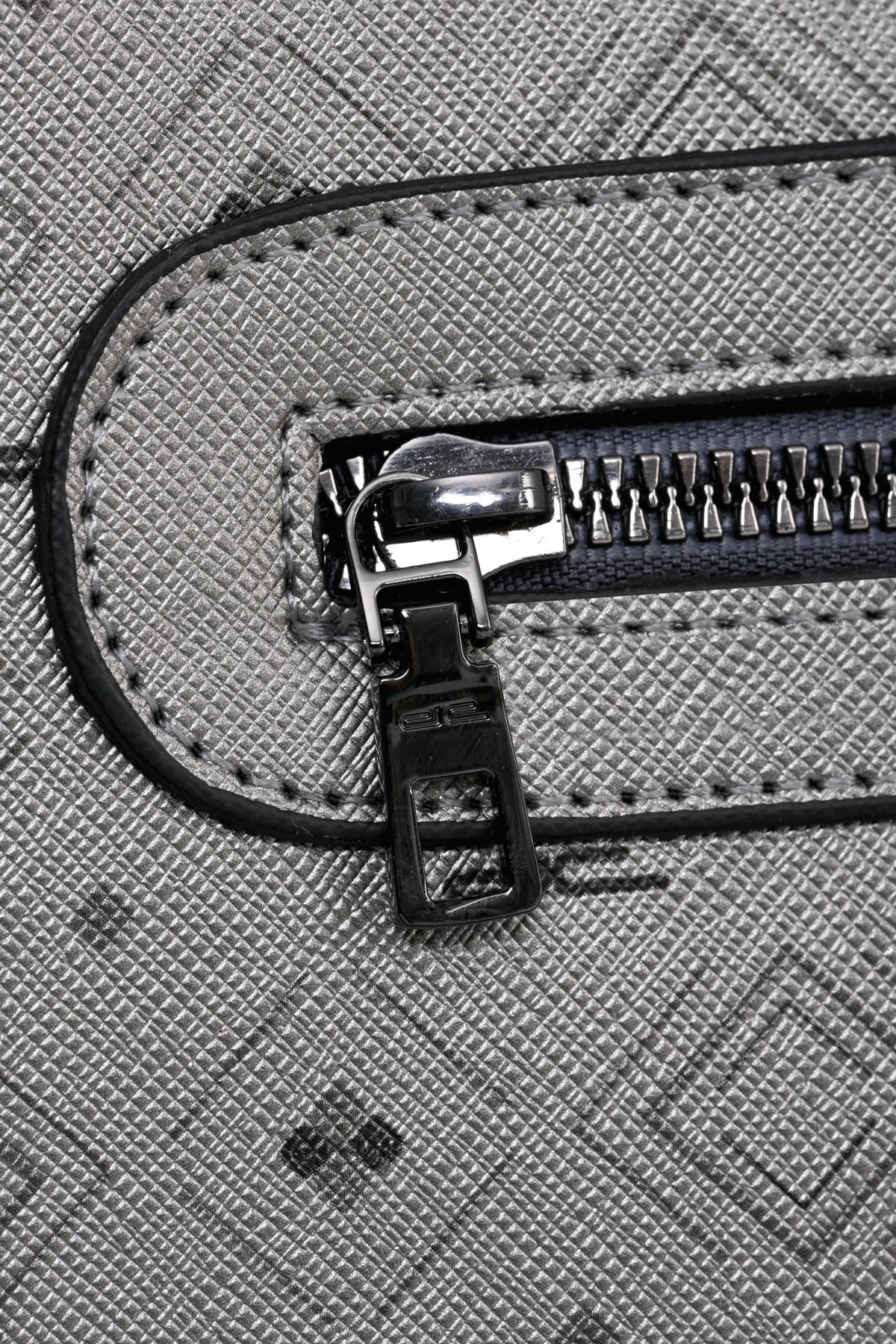 Kadın Basic Clutch Çanta Monogram Desen Gümüş Siyah