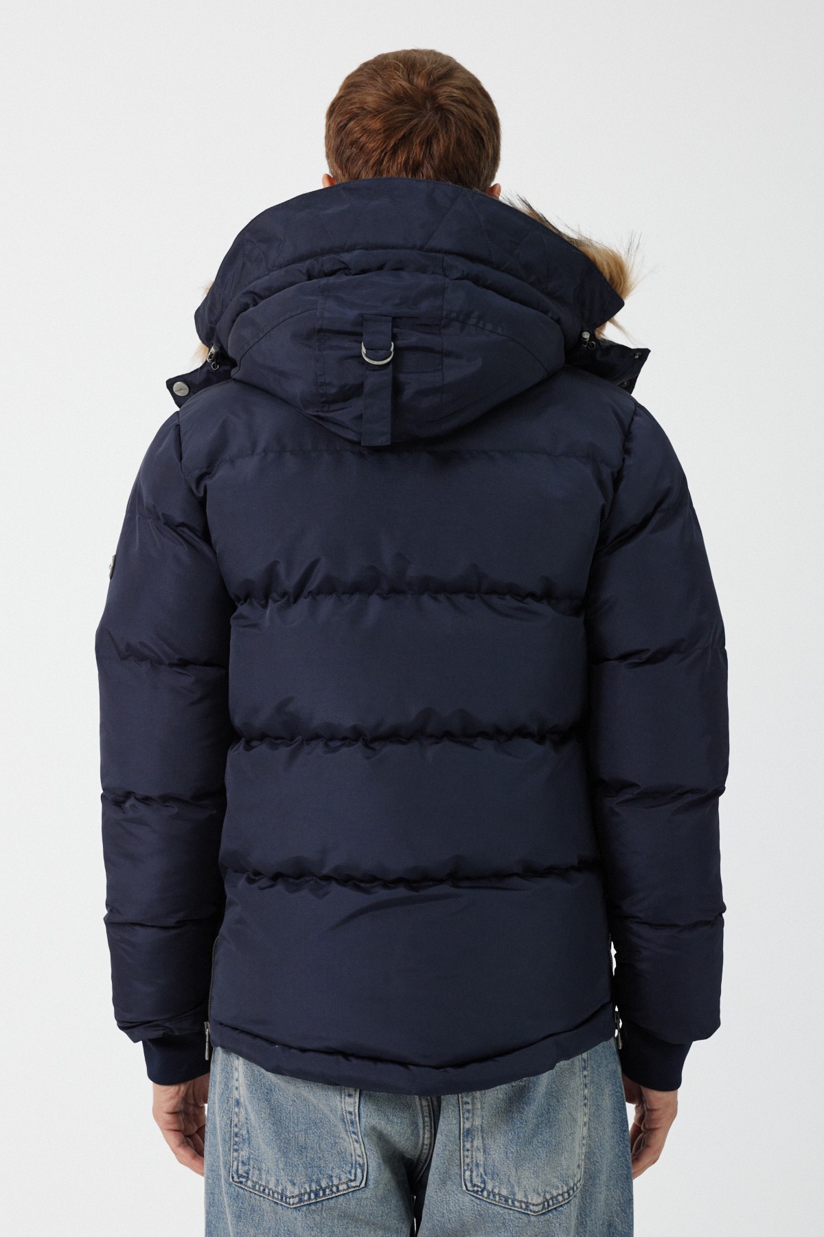 Thomas Hooded Inflatable Coat Navy Blue