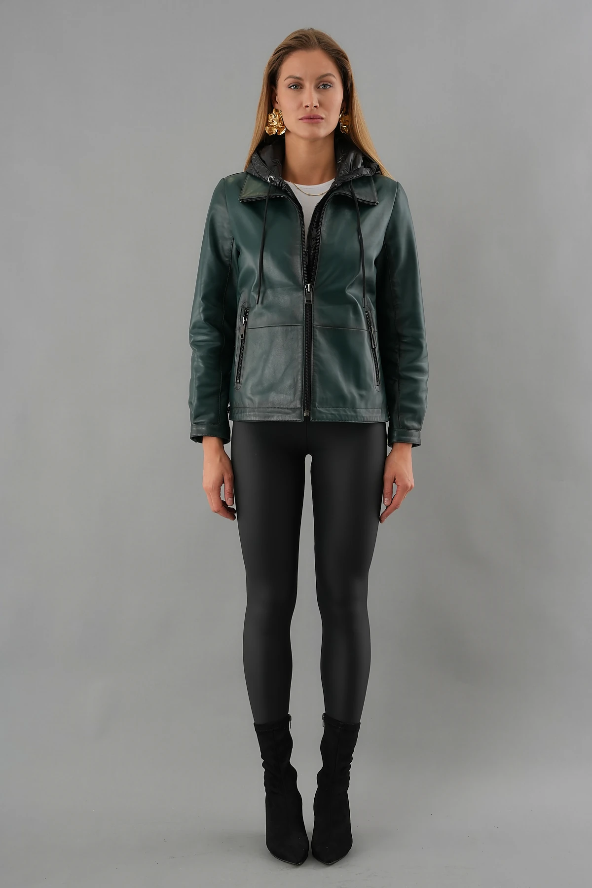Holly Yeşil Kadın Deri Mont