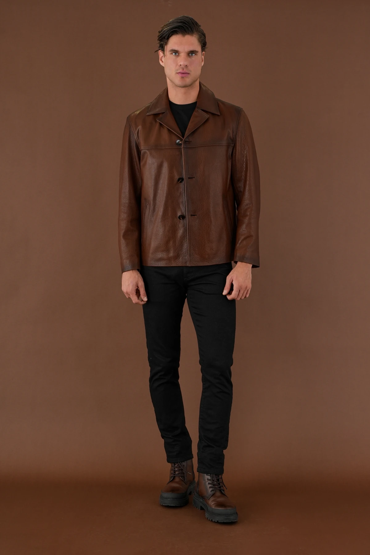 Duncan Kahverengi Erkek Deri Mont