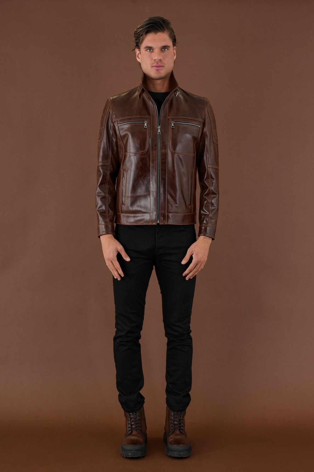 Kenny Kahverengi Vintage Deri Mont